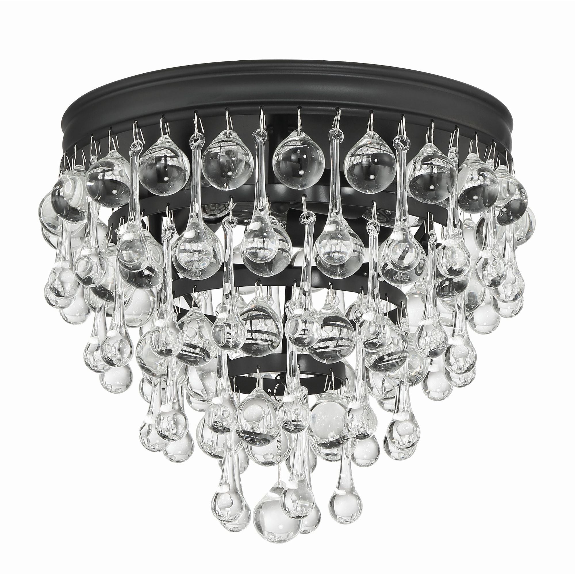 Calypso 10.5'' Crystal Teardrop Matte Black Flush Mount Black 10.5"W x 9.5"H x 10.5"D