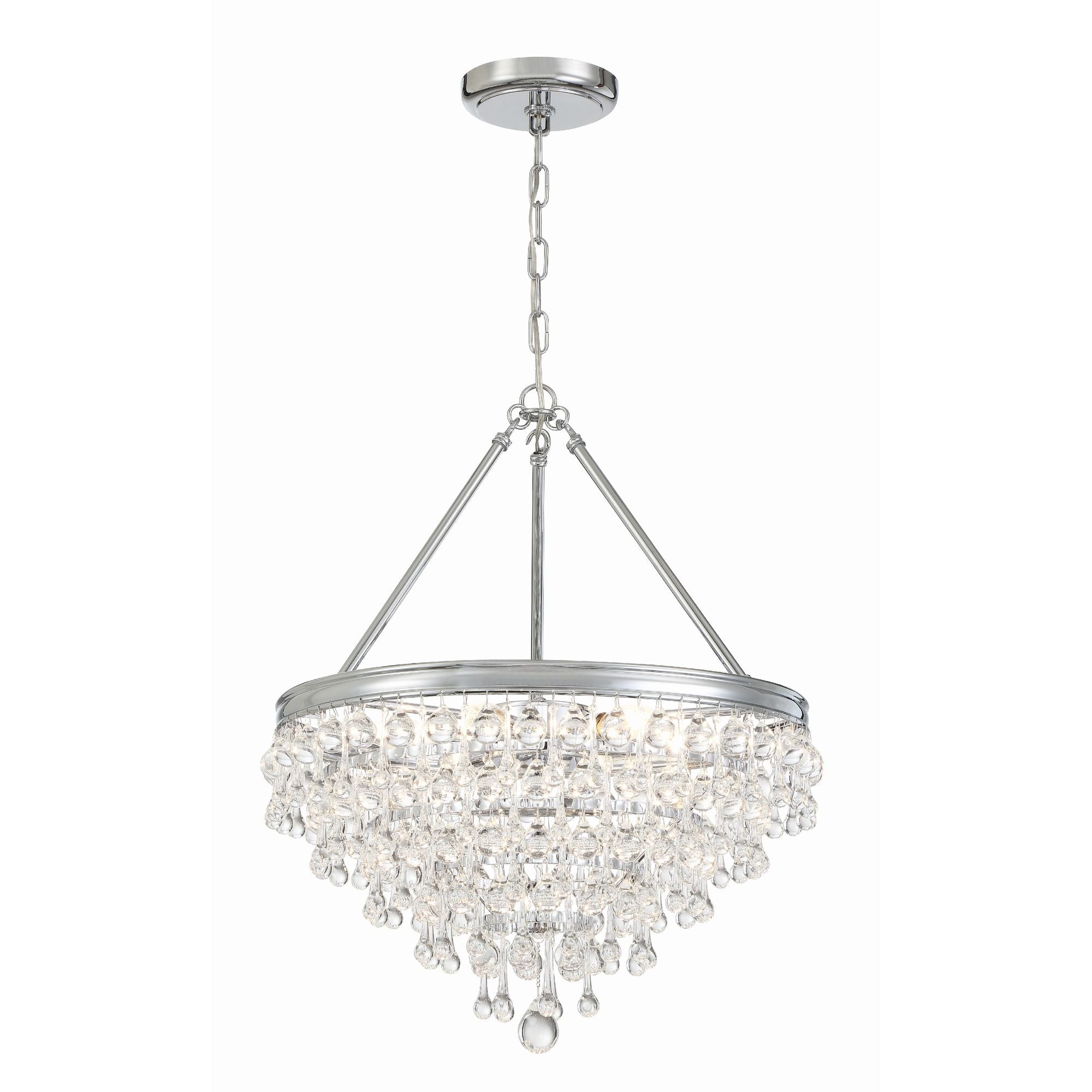 Calypso 6 Light Crystal Teardrop Polished Chrome Chandelier Clear Glass Drops 20"W x 24"H x 20"D