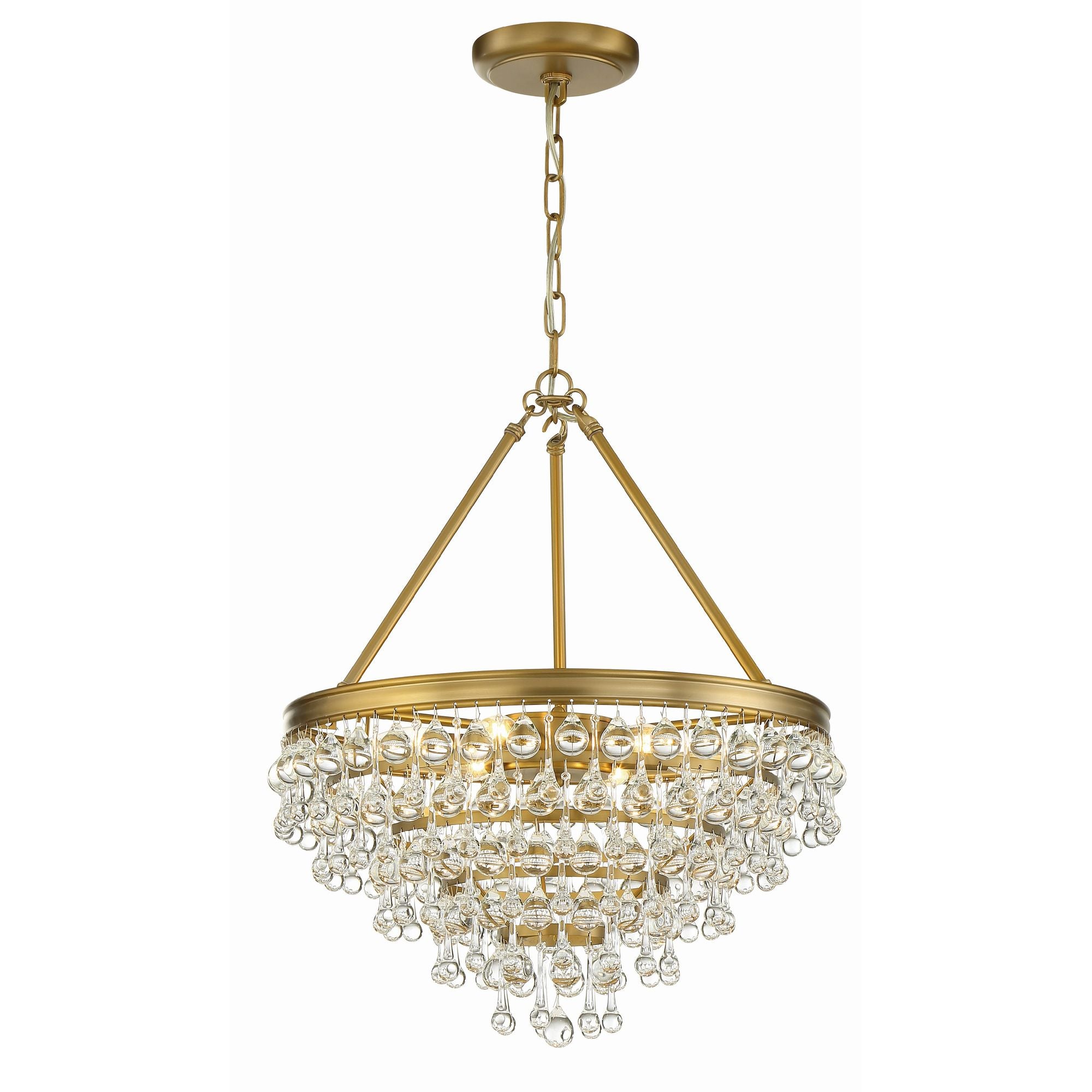 Calypso 6 Light Crystal Teardrop Vibrant Gold Chandelier Clear Glass Drops 20"W x 24"H x 20"D