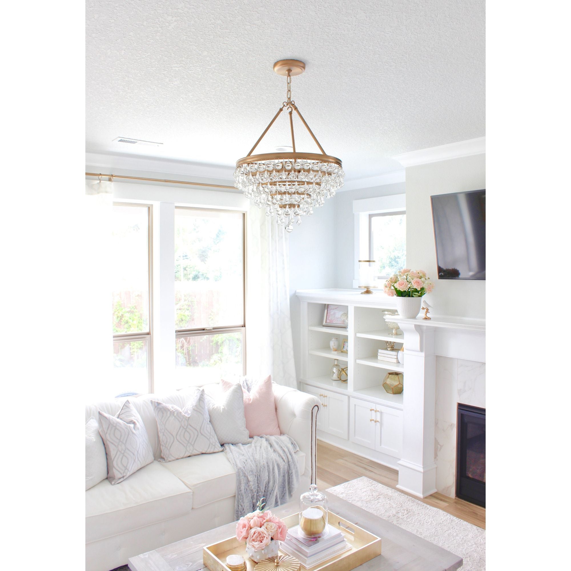 Calypso 6 Light Crystal Teardrop Vibrant Gold Chandelier Clear Glass Drops 20"W x 24"H x 20"D