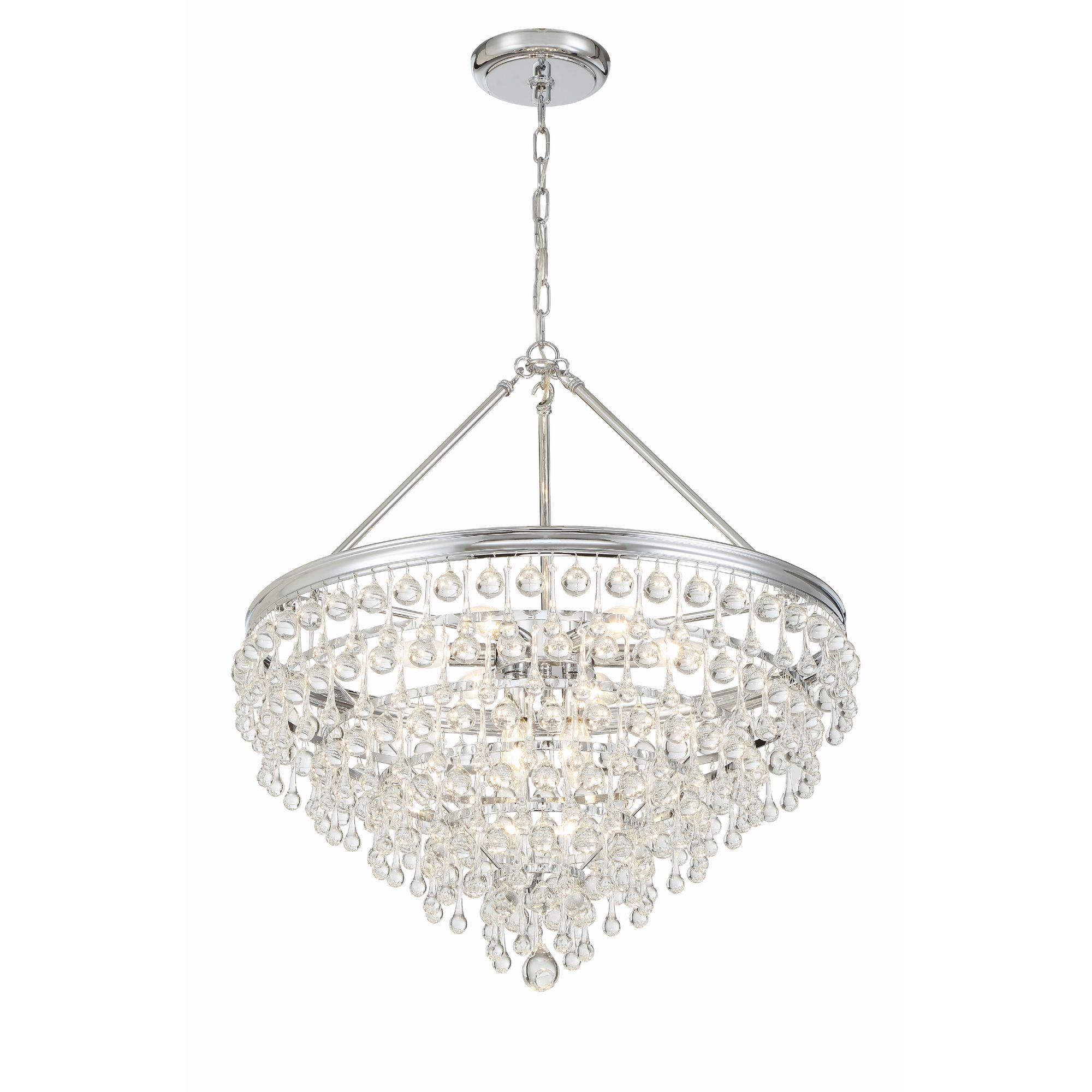 Calypso 8 Light Crystal Teardrop Polished Chrome Chandelier Clear Glass Drops 25"W x 27"H x 25"D