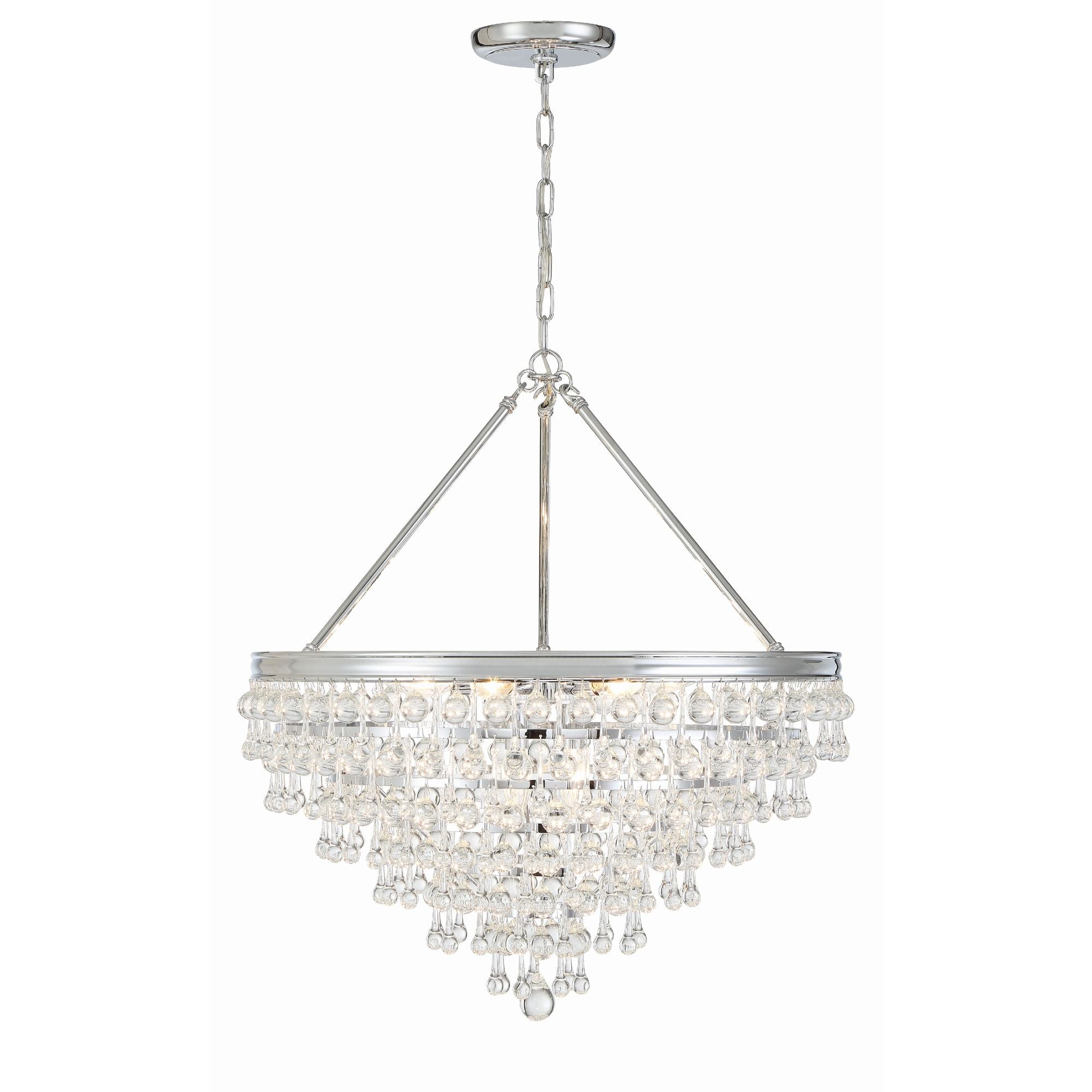 Calypso 8 Light Crystal Teardrop Polished Chrome Chandelier Clear Glass Drops 25"W x 27"H x 25"D