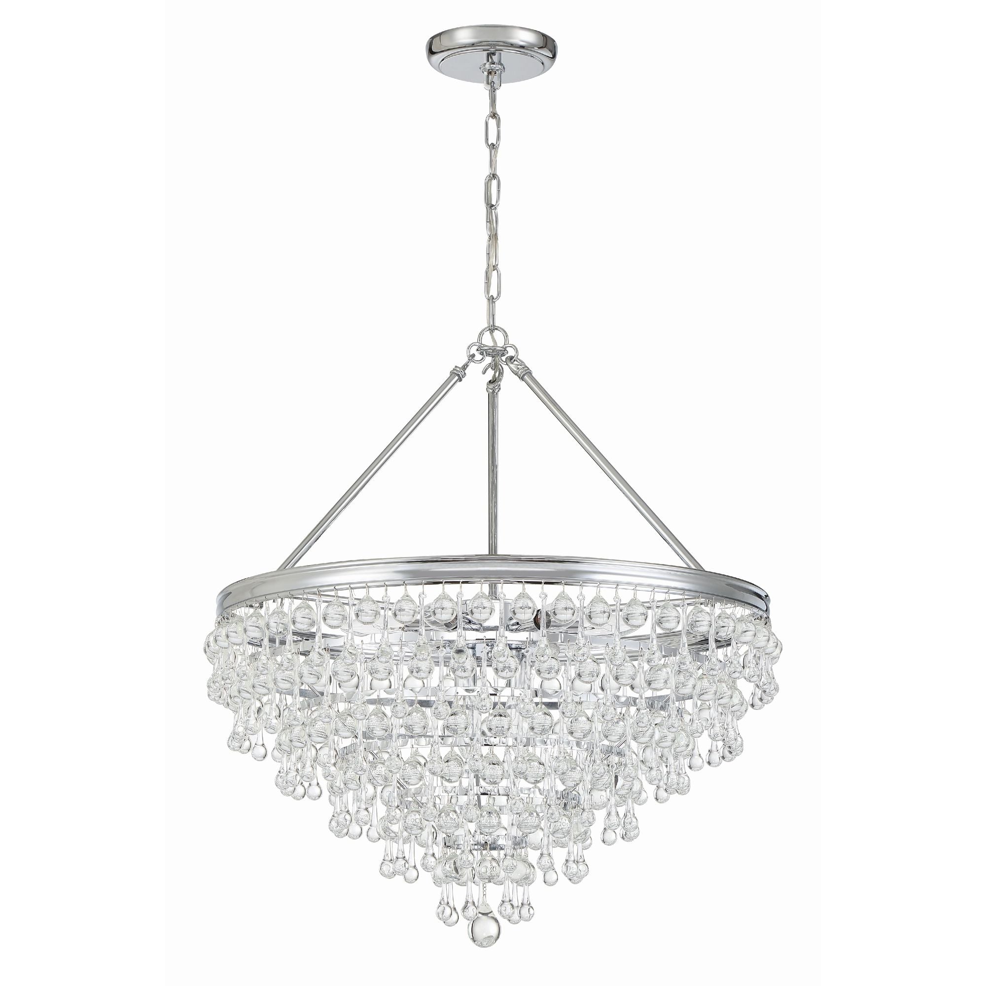 Calypso 8 Light Crystal Teardrop Polished Chrome Chandelier Clear Glass Drops 25"W x 27"H x 25"D