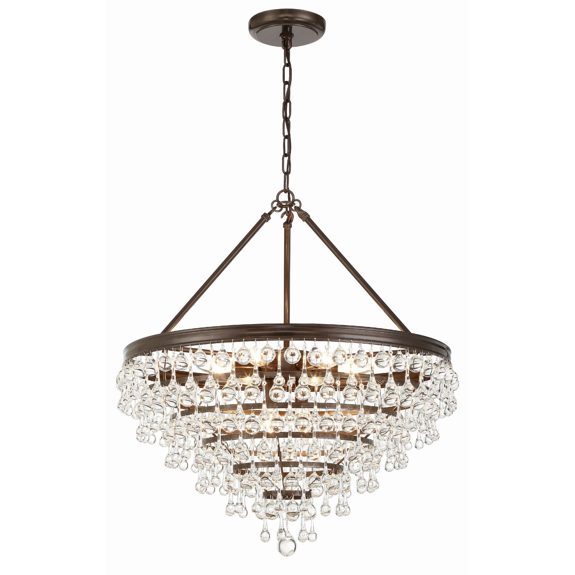 Calypso 8 Light Crystal Teardrop Vibrant Bronze Chandelier Clear Glass Drops 25"W x 27"H x 25"D