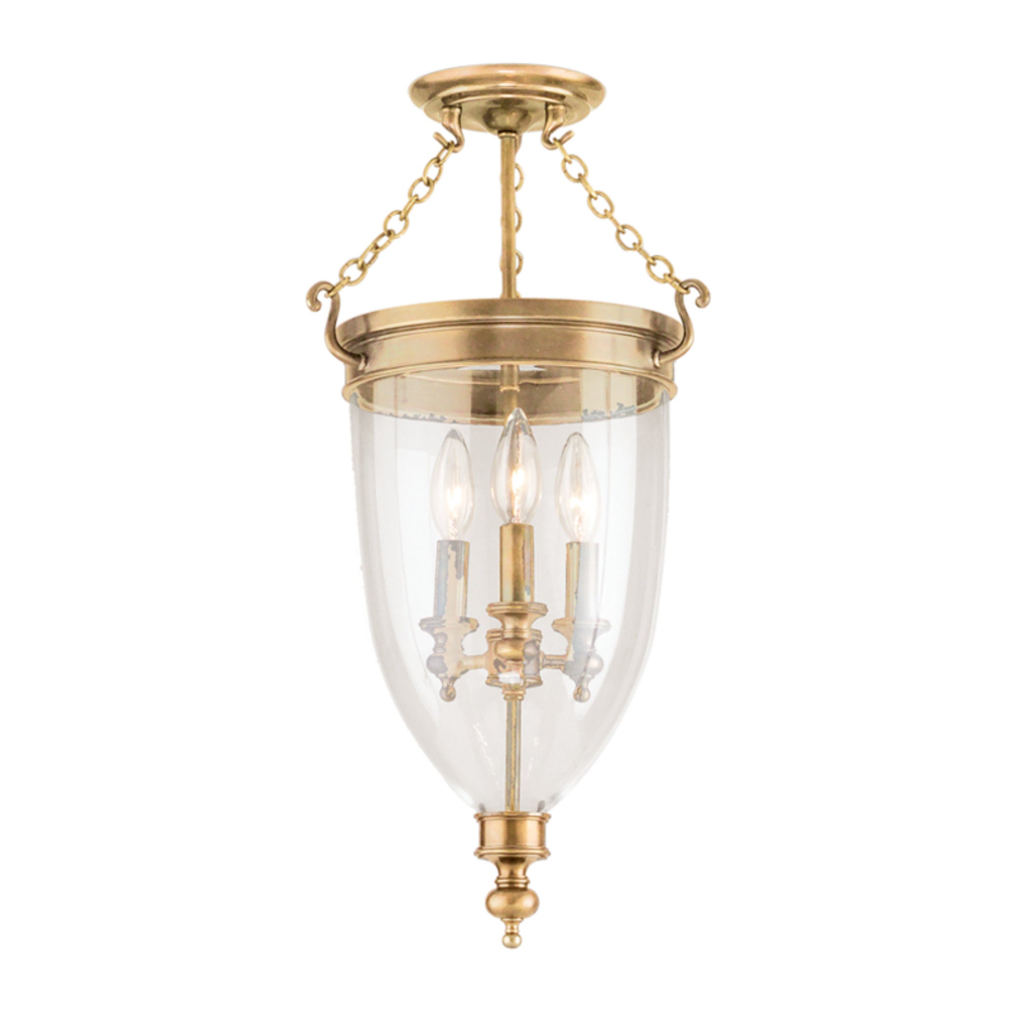 Hanover 3-Light Semi Flush in Aged Brass 12L x 12W x 21.5H