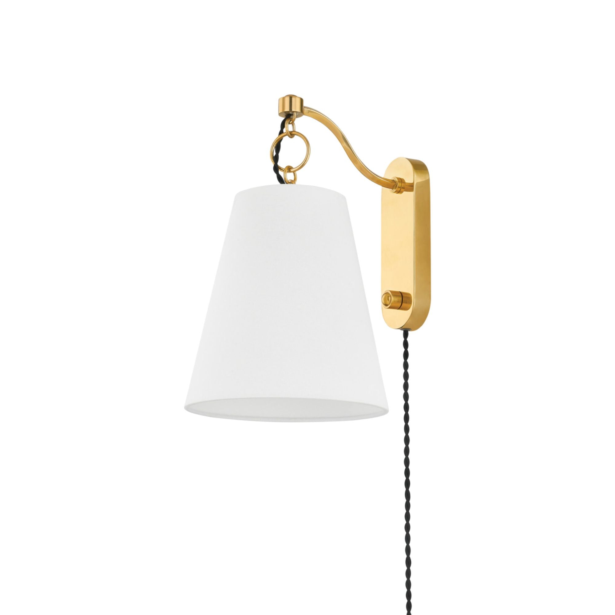 Joan 1-Light Plug-in Sconce in Aged Brass 9W x 14.75H