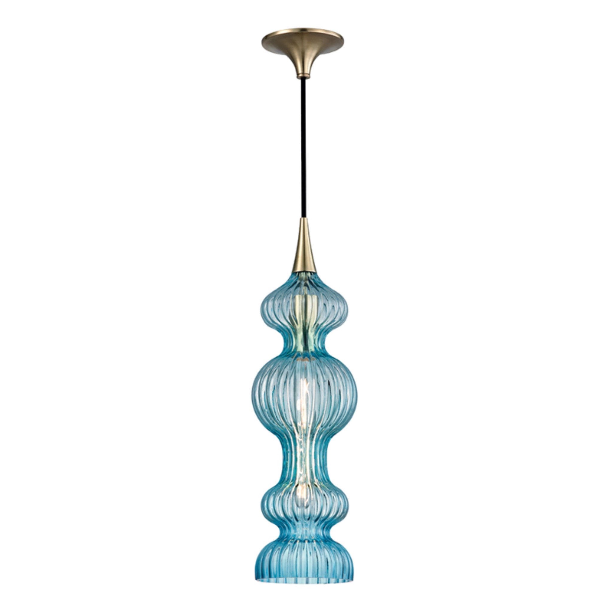 Pomfret 1-Light Pendant in Aged Brass 6L x 6W x 20.5H