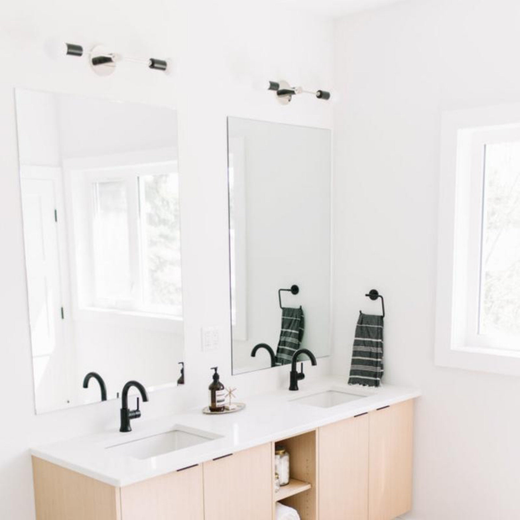 Astrid 2-Light Wall Sconce in Polished Nickel/Black 4.75L x 4.75W x 18H