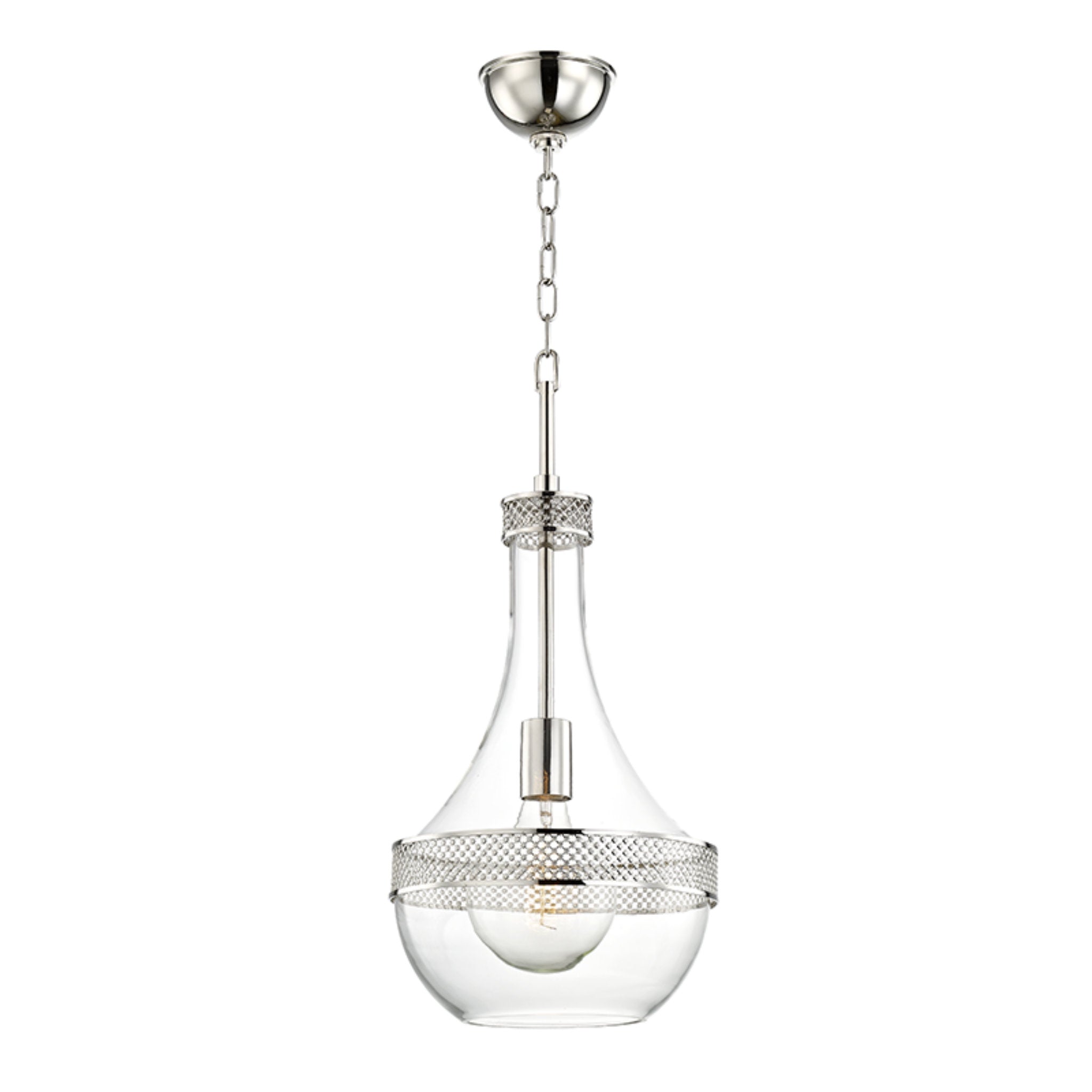 Hagen 1-Light Pendant in Polished Nickel 10.75L x 10.75W x 23H