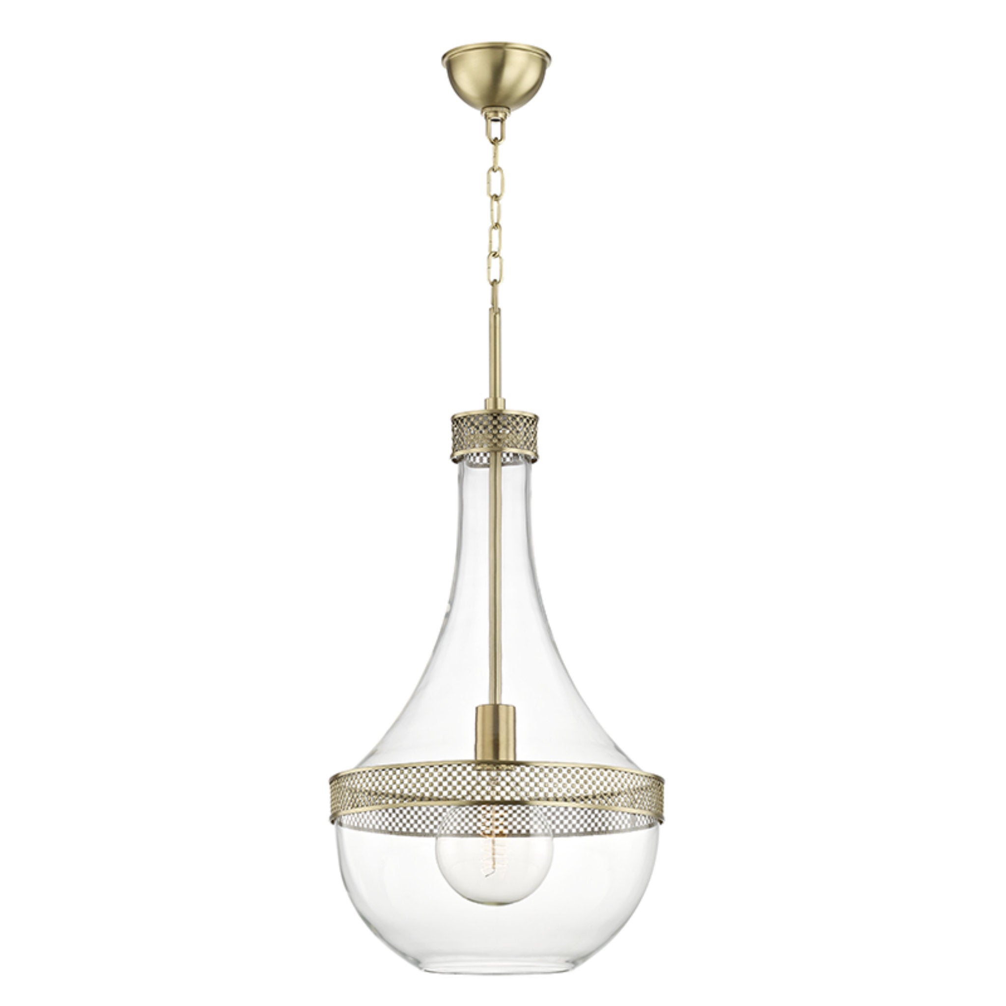 Hagen 1-Light Pendant in Aged Brass 14L x 14W x 29.25H