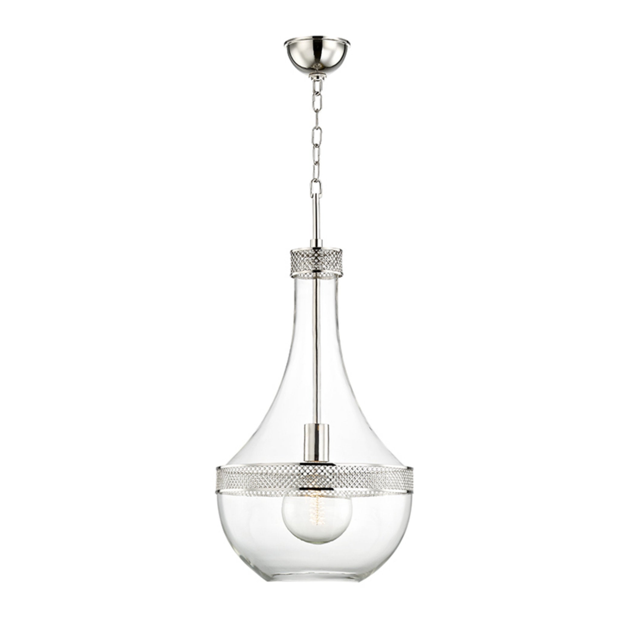Hagen 1-Light Pendant in Polished Nickel 14L x 14W x 29.25H