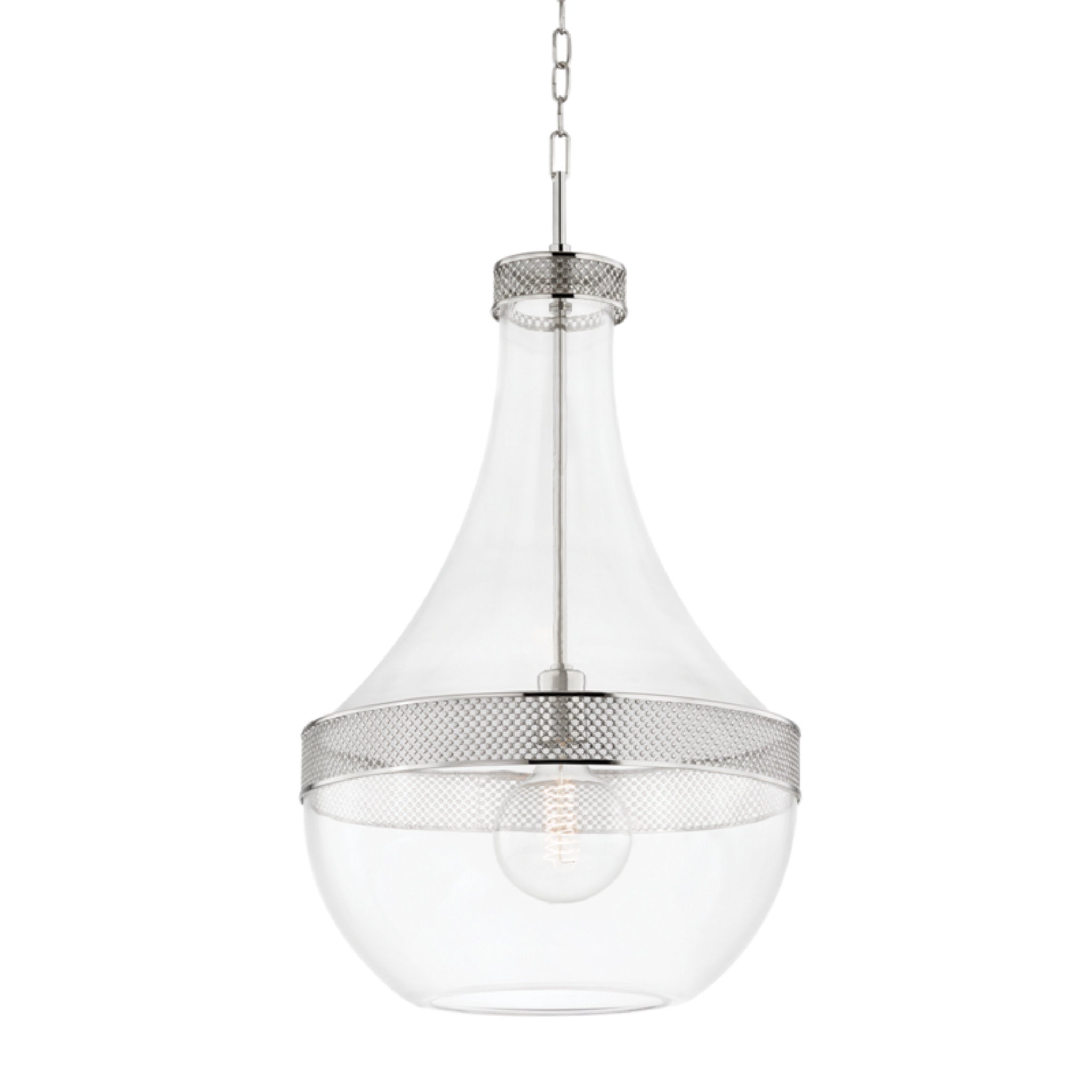 Hagen 1-Light Pendant in Polished Nickel 17.5L x 17.5W x 32H
