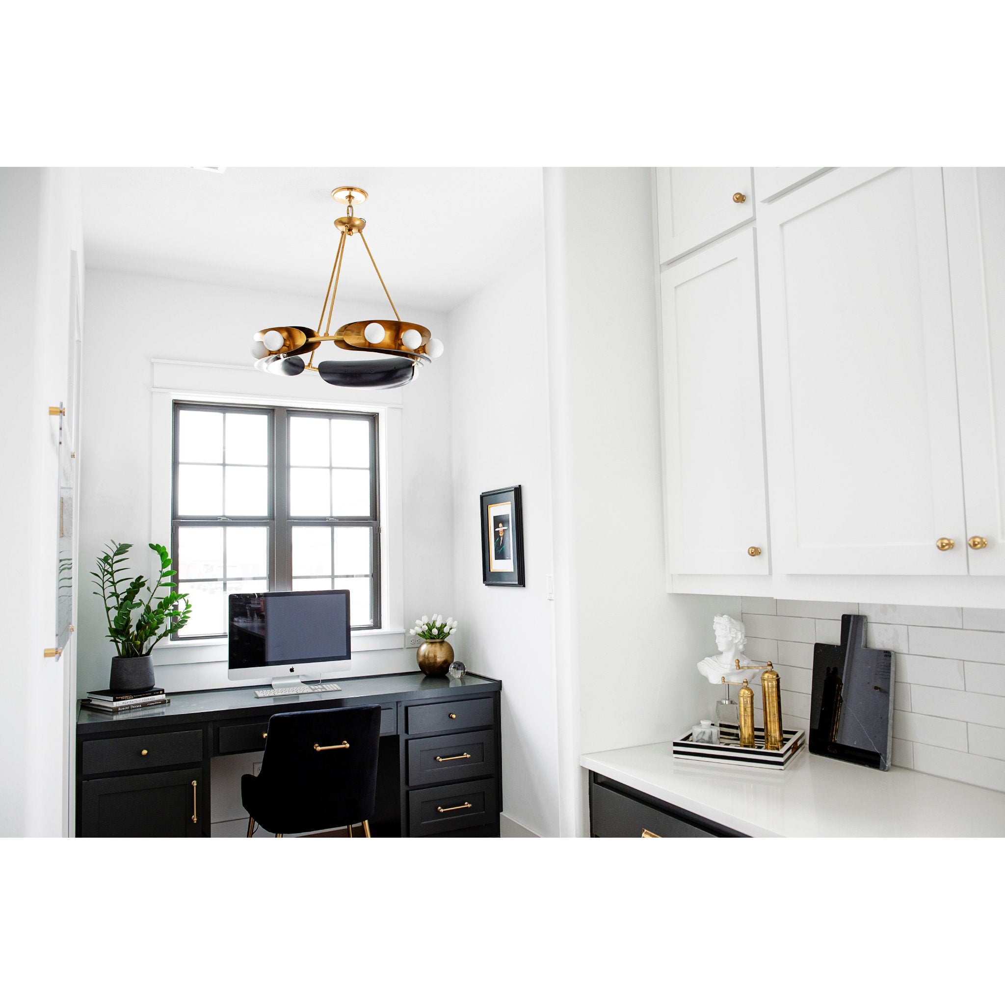 Hopper 9-Light Chandelier in Vintage Brass/Black Brass 32L x 32W x 25H