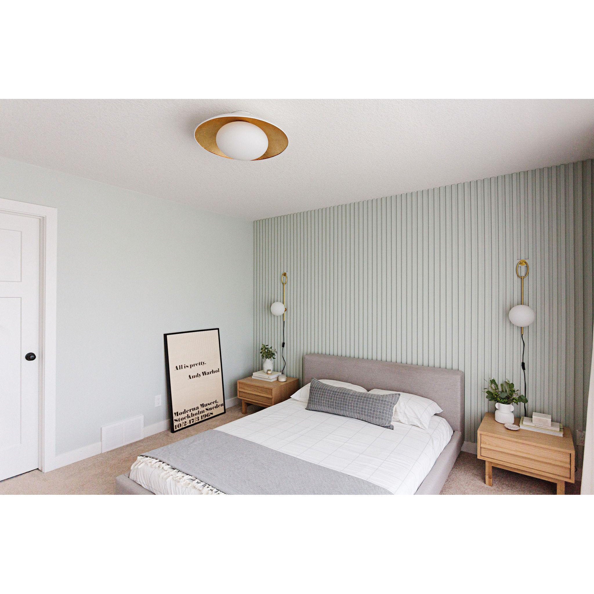 Cadence 1-Light Semi Flush in White Lustro/Gold Leaf Combo 11.75L x 21W x 9H