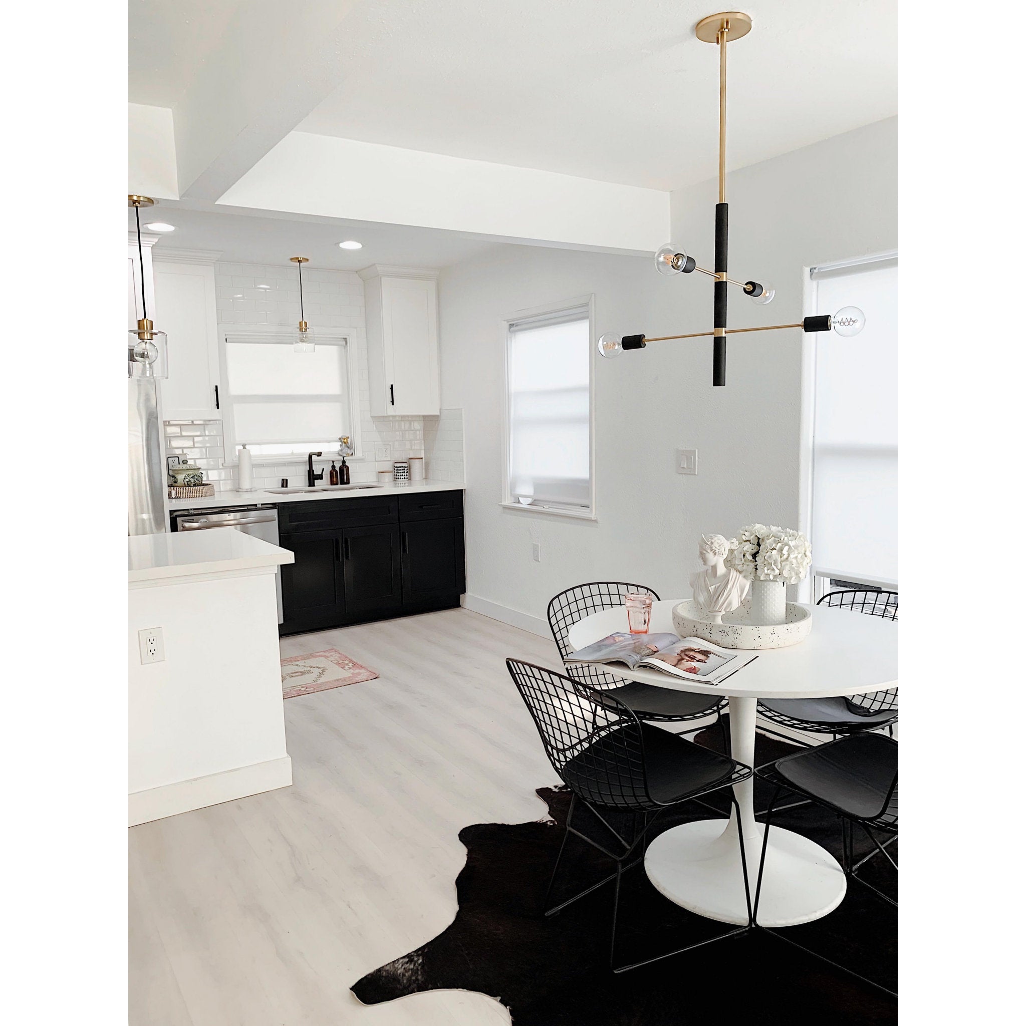 Astrid 4-Light Chandelier in Aged Brass/Black 24L x 24W x 20H