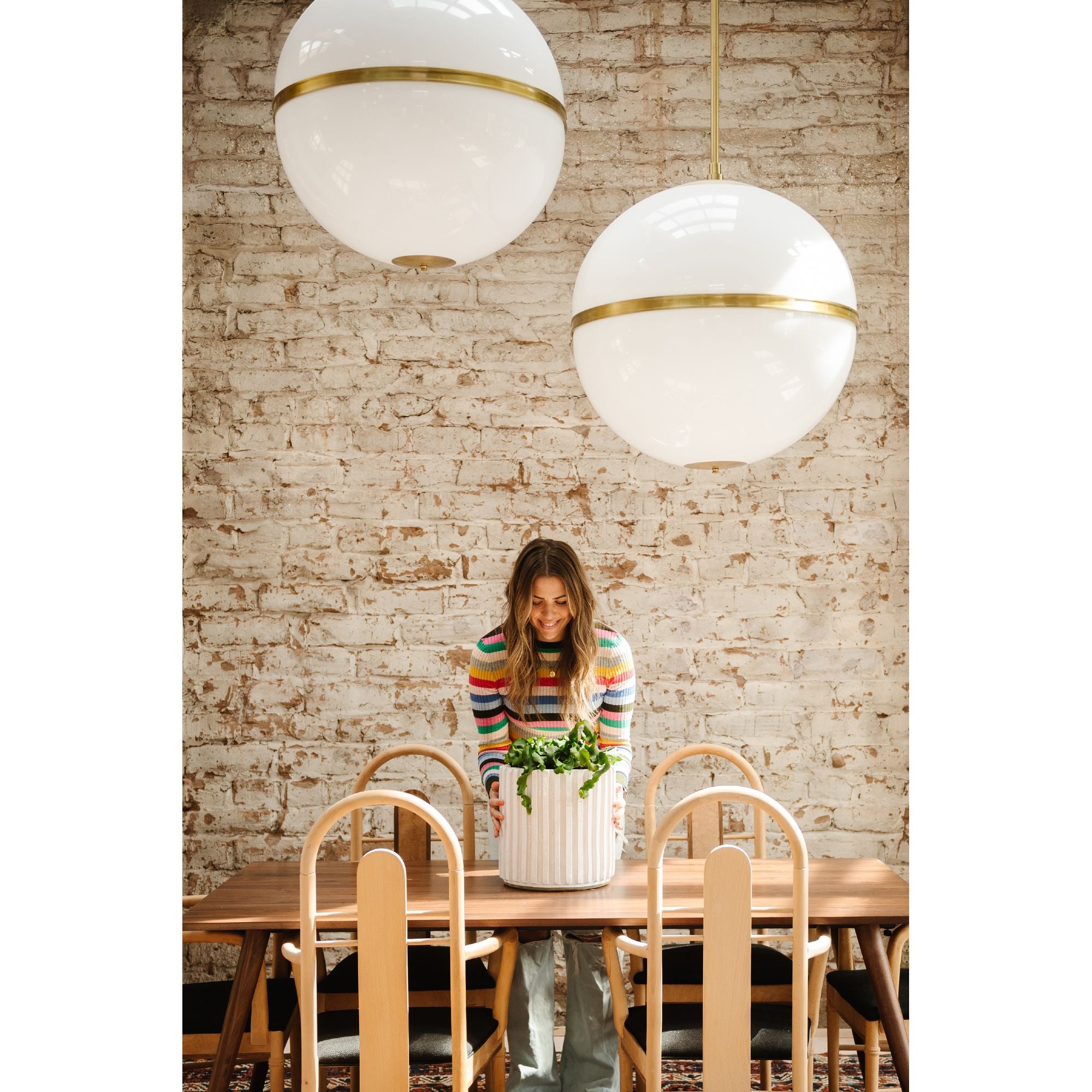 Brian Patrick Flynn Truax 4 Light Aged Brass Pendant Lucite 30"W x 32"H x 30"D