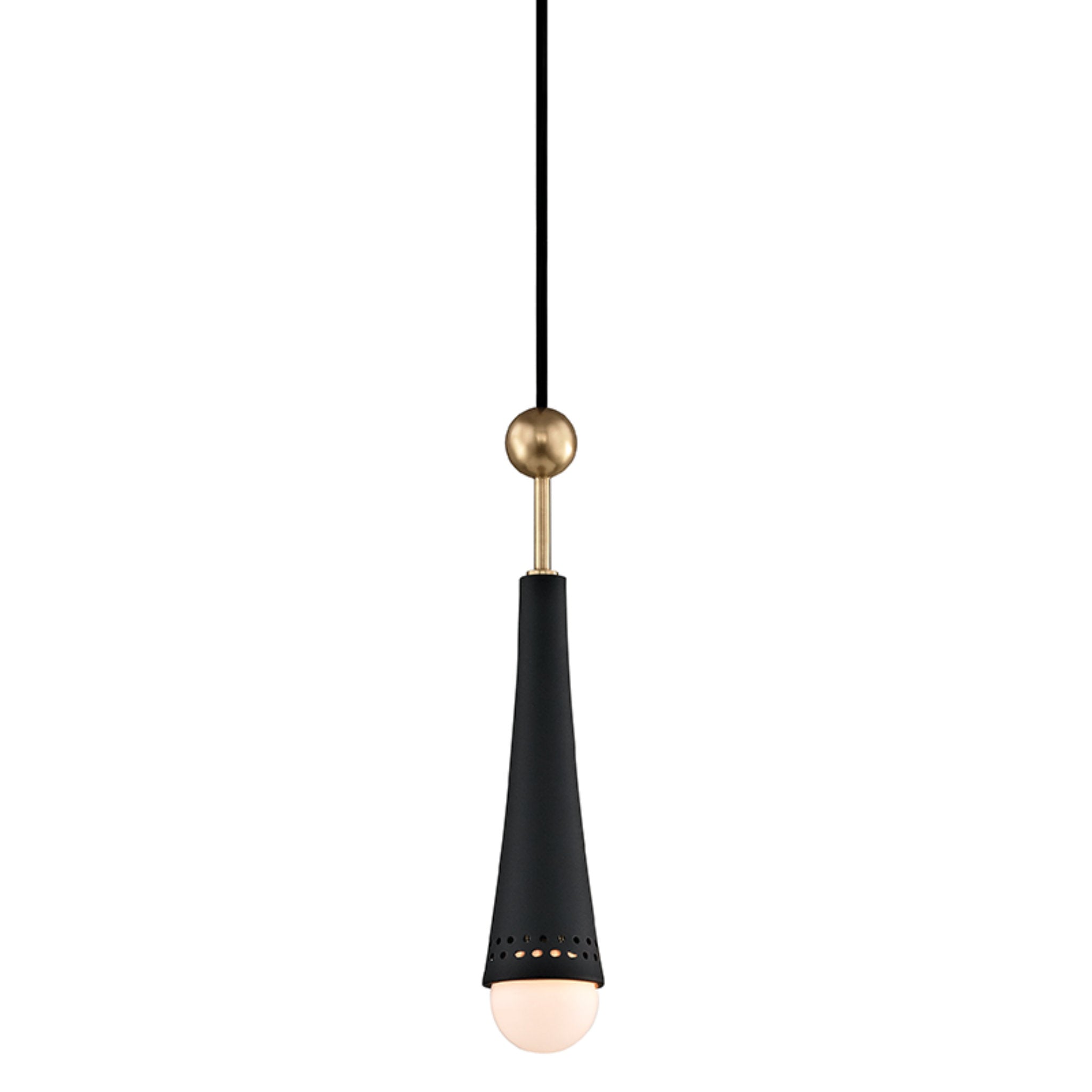 Tupelo 1-Light Pendant in Aged Brass 2.5L x 2.5W x 13.5H