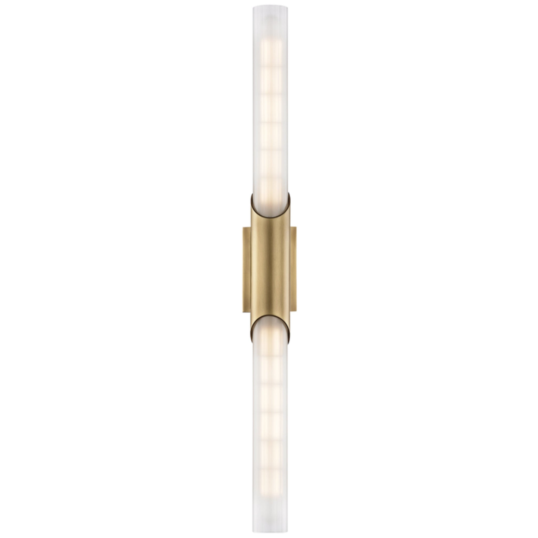 Pylon 2-Light Wall Sconce in Aged Brass 2.75L x 2.75W x 26.25H
