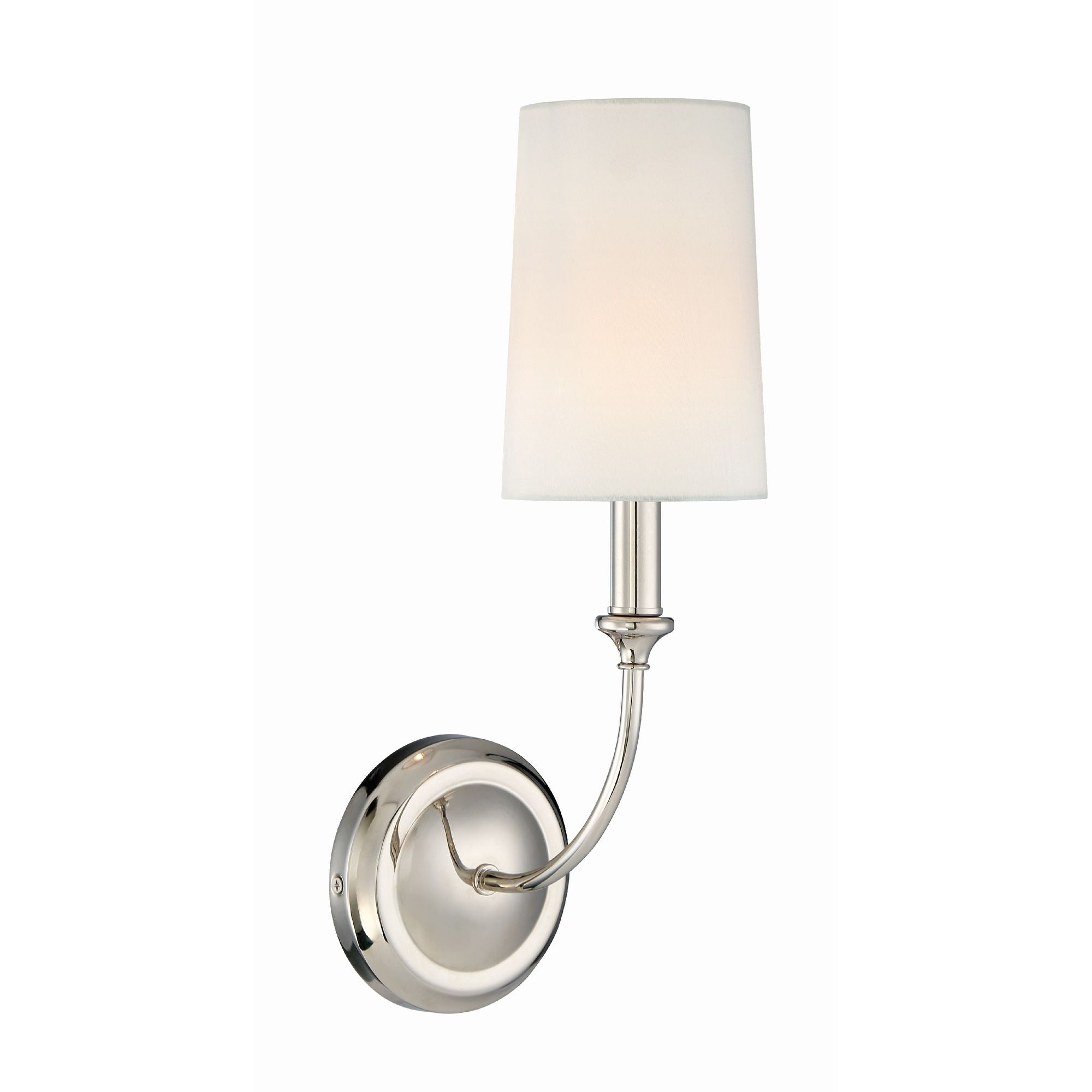 Libby Langdon Sylvan 1 Light Polished Nickel Sconce Silk Shade 4.75"W x 15.75"H x 7.75"D