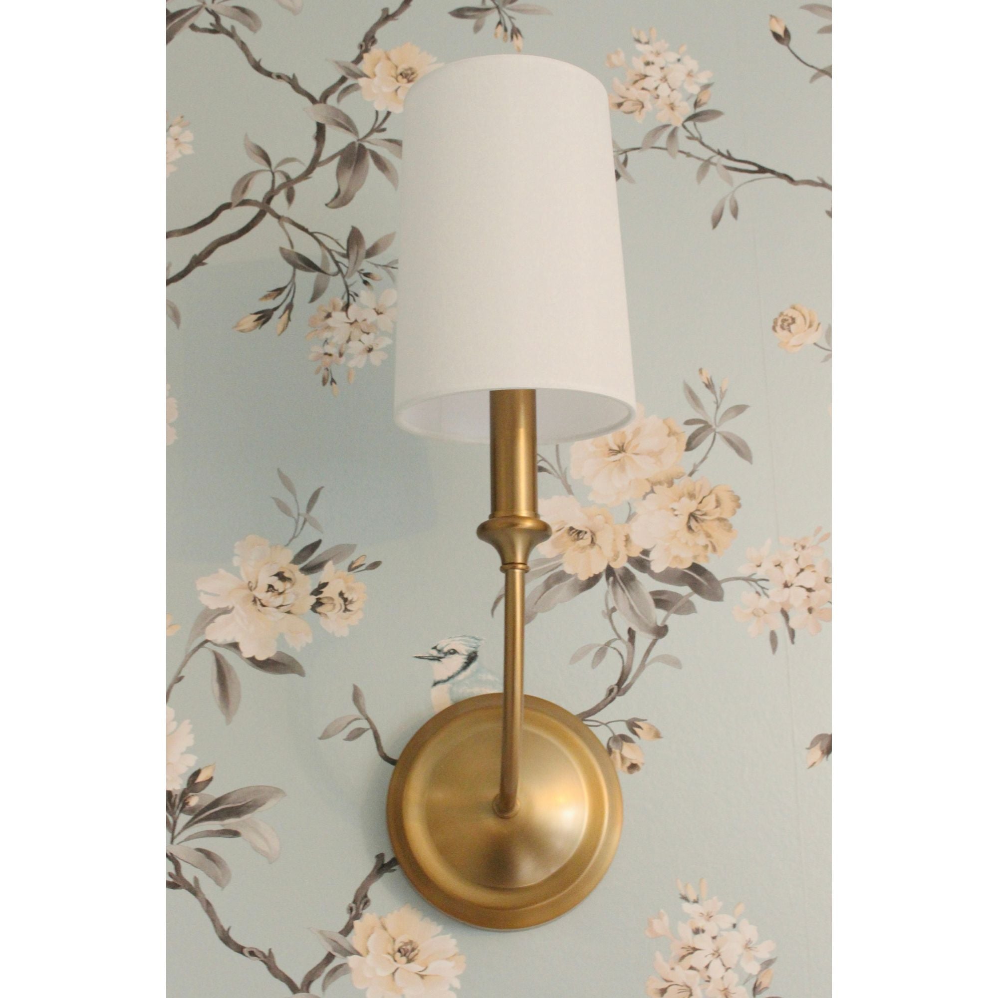 Libby Langdon Sylvan 1 Light Vibrant Gold Sconce Silk Shade 4.75"W x 15.75"H x 7.75"D