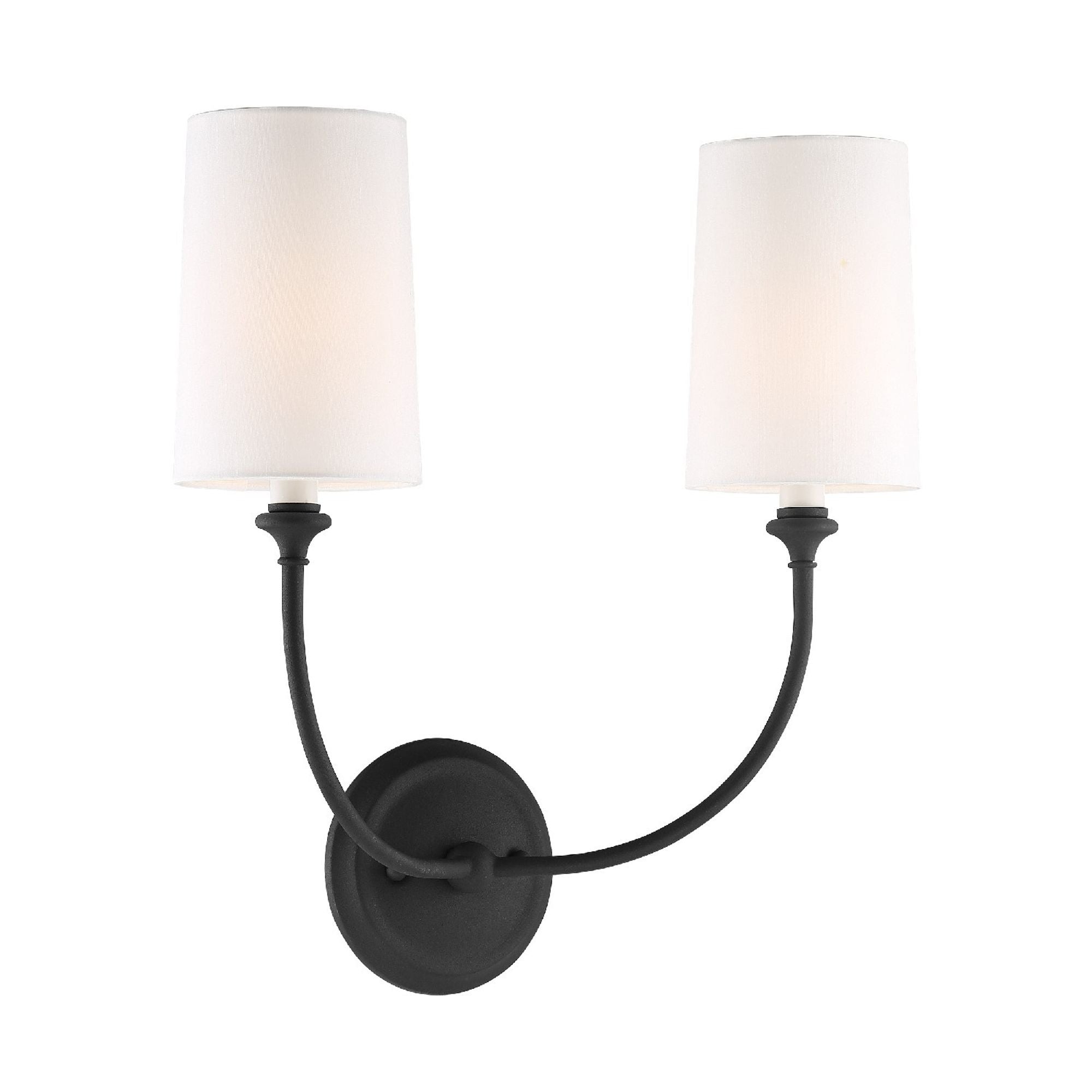 Libby Langdon Sylvan 2 Light Black Forged Sconce Silk Shade 15.5"W x 17.25"H x 7"D