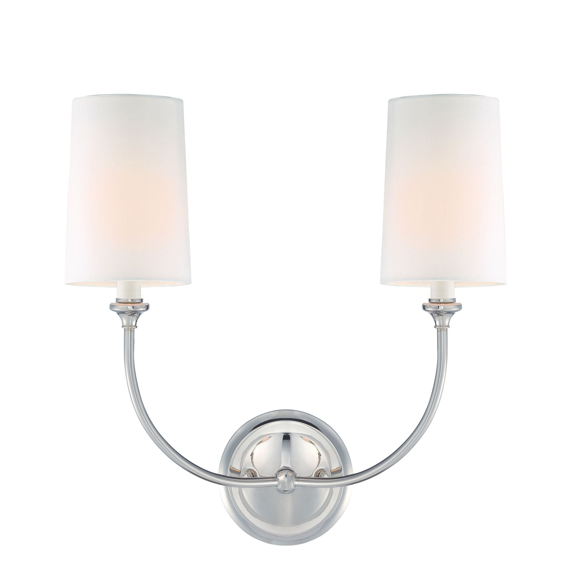 Libby Langdon Sylvan 2 Light Polished Nickel Sconce Silk Shade 15.5"W x 17.25"H x 7"D