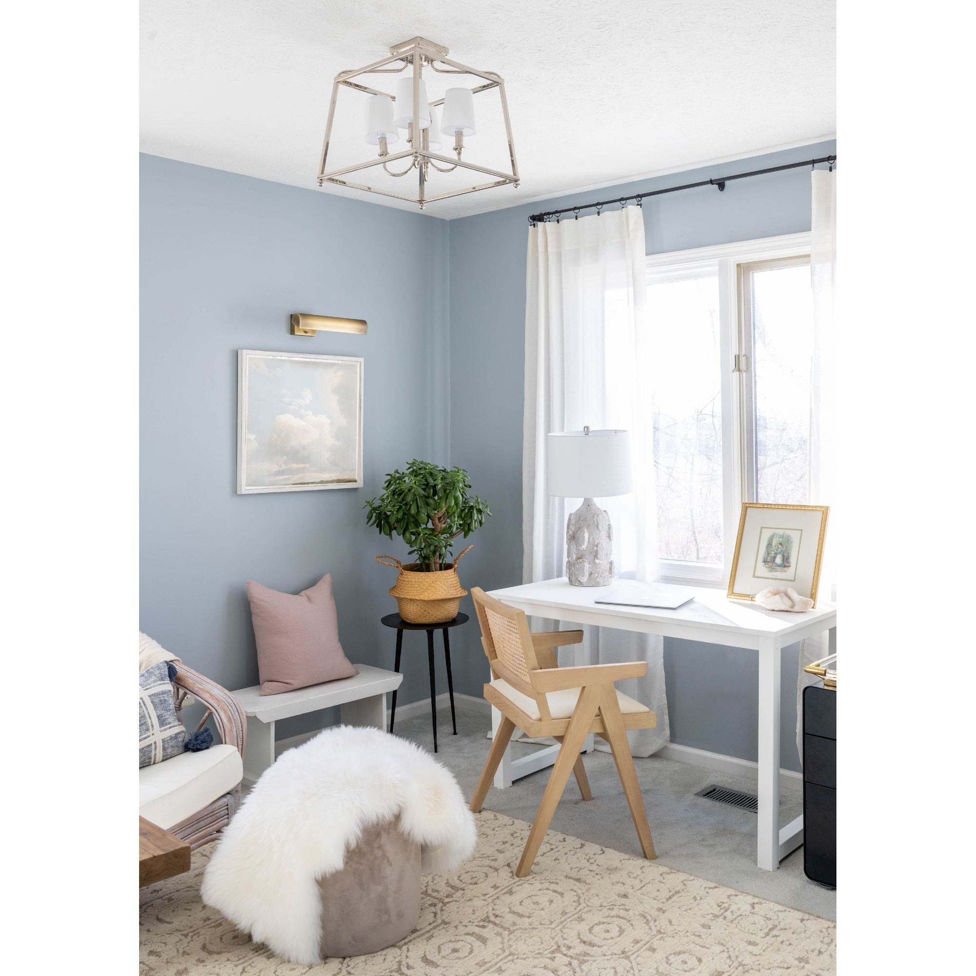 Libby Langdon Sylvan 16'' Polished Nickel Semi Flush Mount Silver 16"W x 15.5"H x 16"D