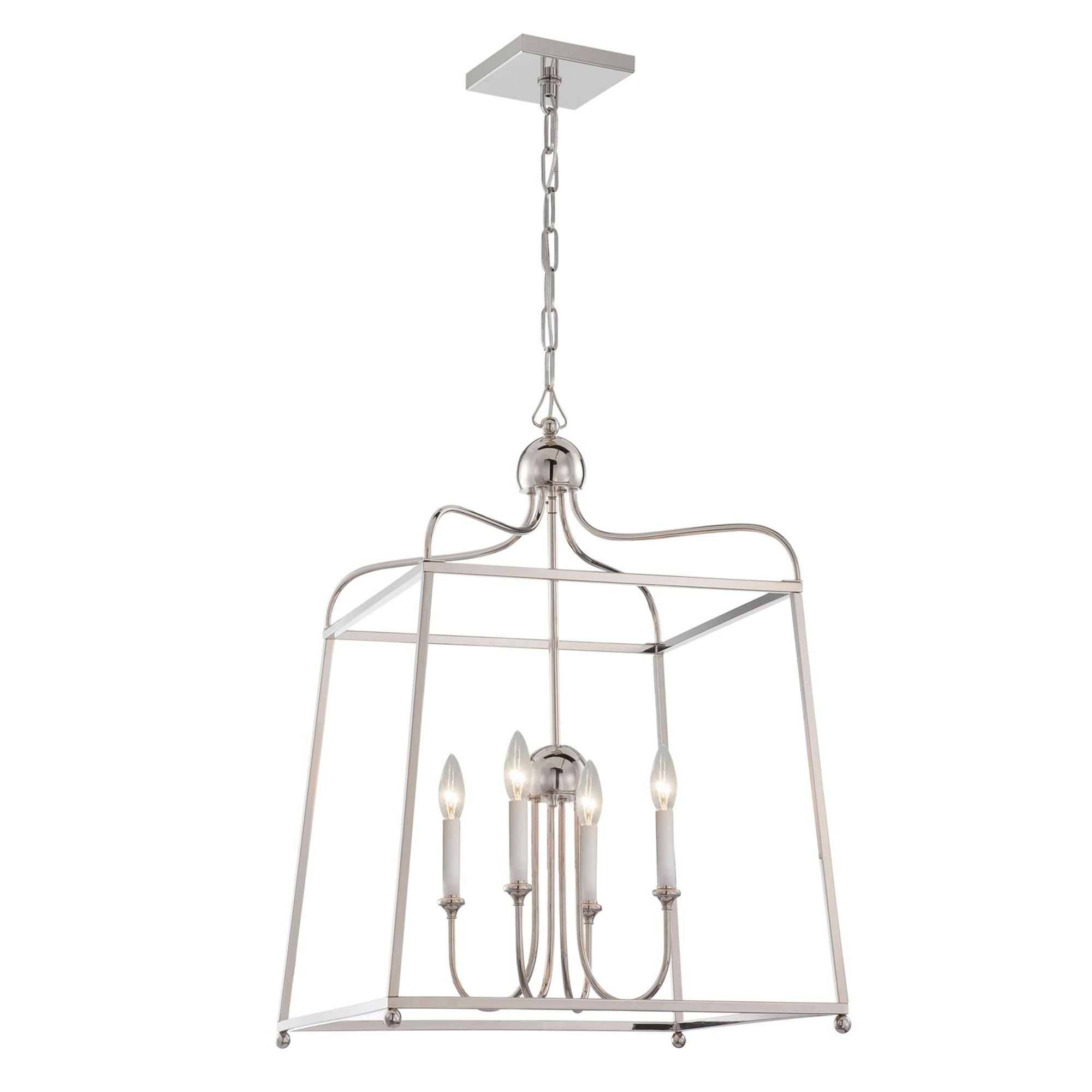 Libby Langdon Sylvan 4 Light Polished Nickel Lantern Chandelier 21.5"W x 29.75"H x 21.5"D