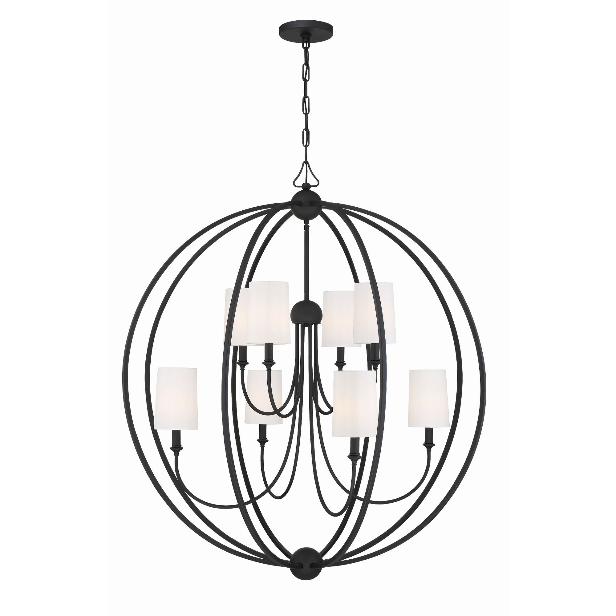 Libby Langdon Sylvan 8 Light Black Forged Chandelier Silk Shade 40"W x 46"H x 40"D