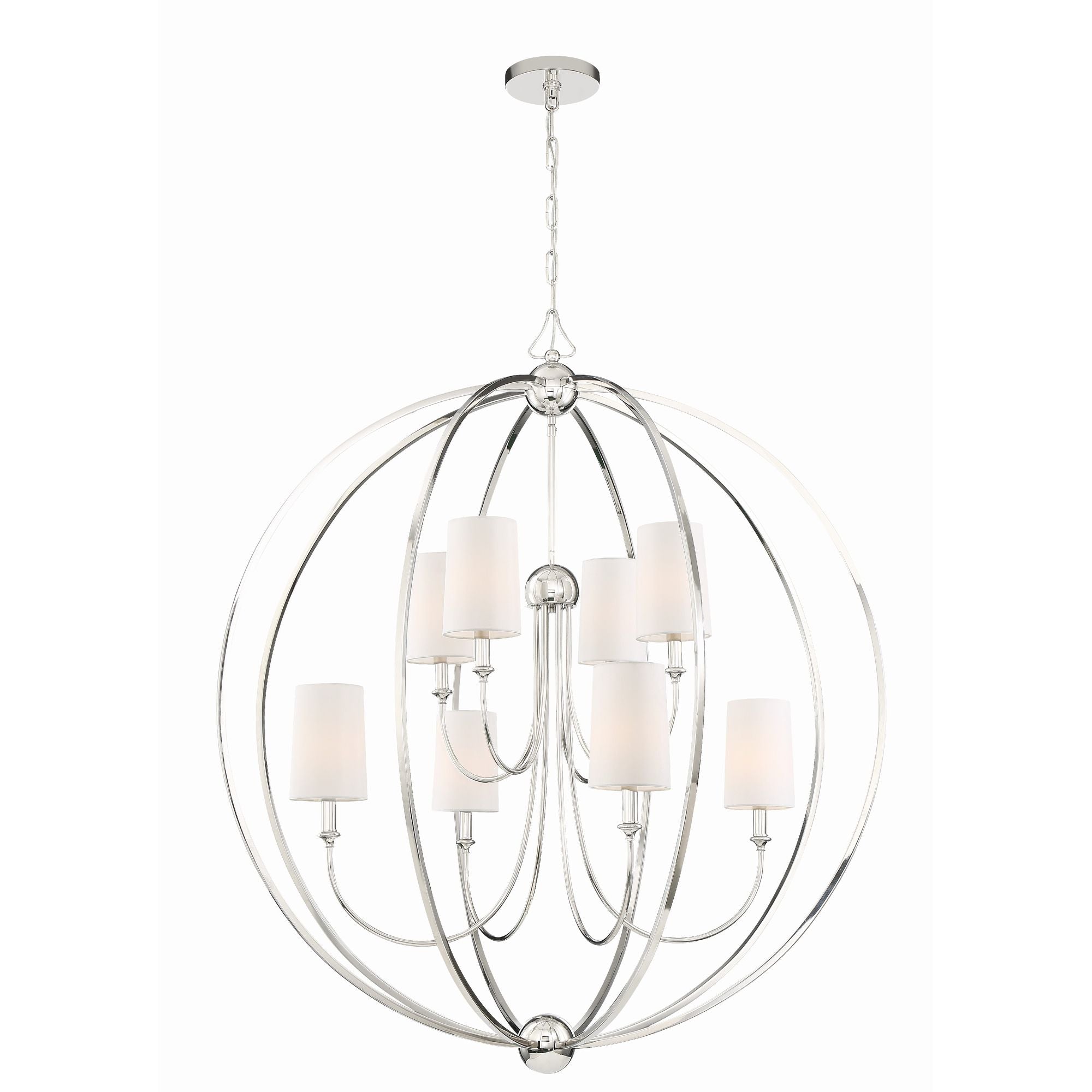 Libby Langdon Sylvan 8 Light Polished Nickel Chandelier Silk Shade 40"W x 46"H x 40"D