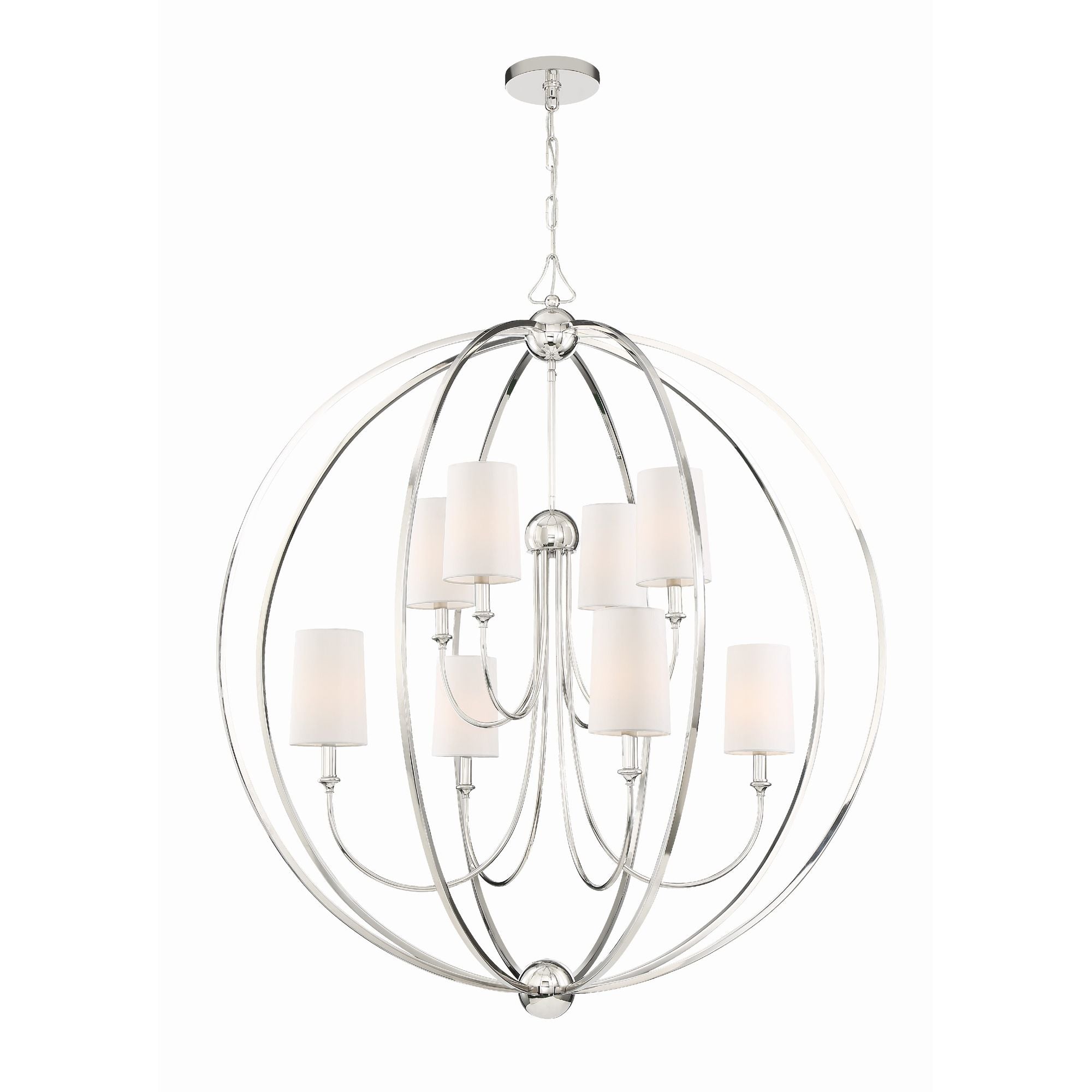 Libby Langdon Sylvan 8 Light Polished Nickel Chandelier Silk Shade 40"W x 46"H x 40"D