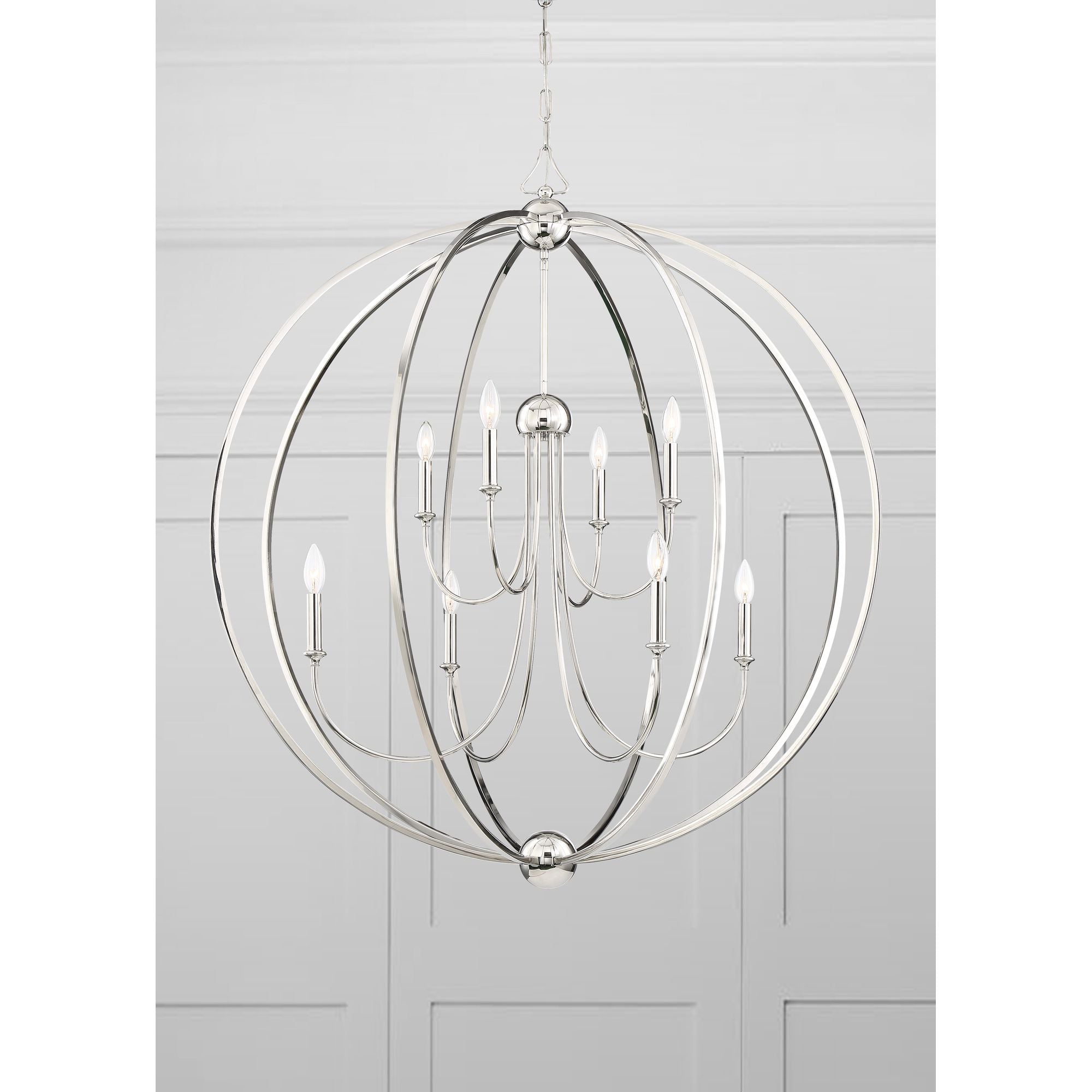 Libby Langdon Sylvan 8 Light Polished Nickel Chandelier Silk Shade 40"W x 46"H x 40"D