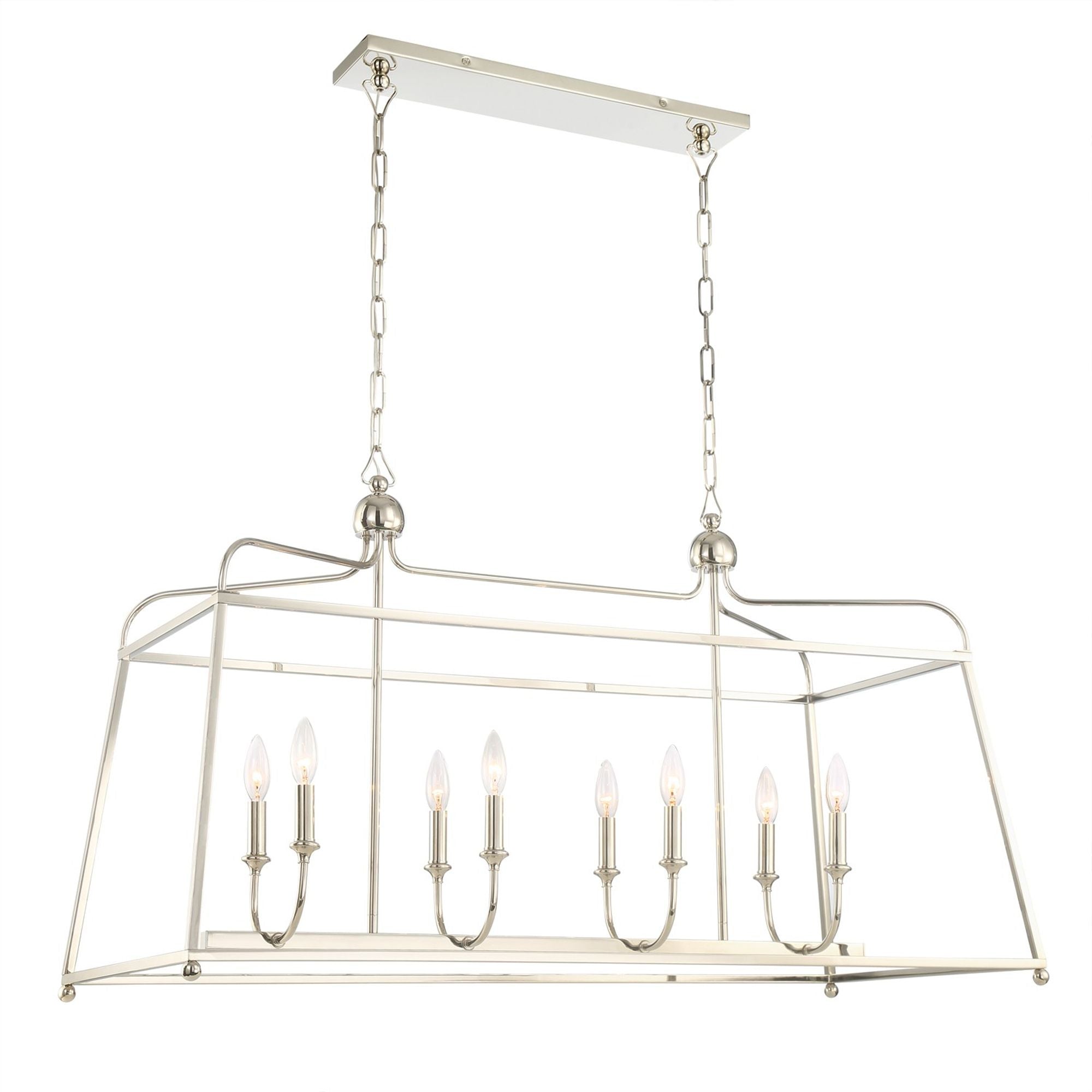 Libby Langdon Sylvan 8 Light Polished Nickel Linear Chandelier Silk Shade 42"W x 25"H x 18"D