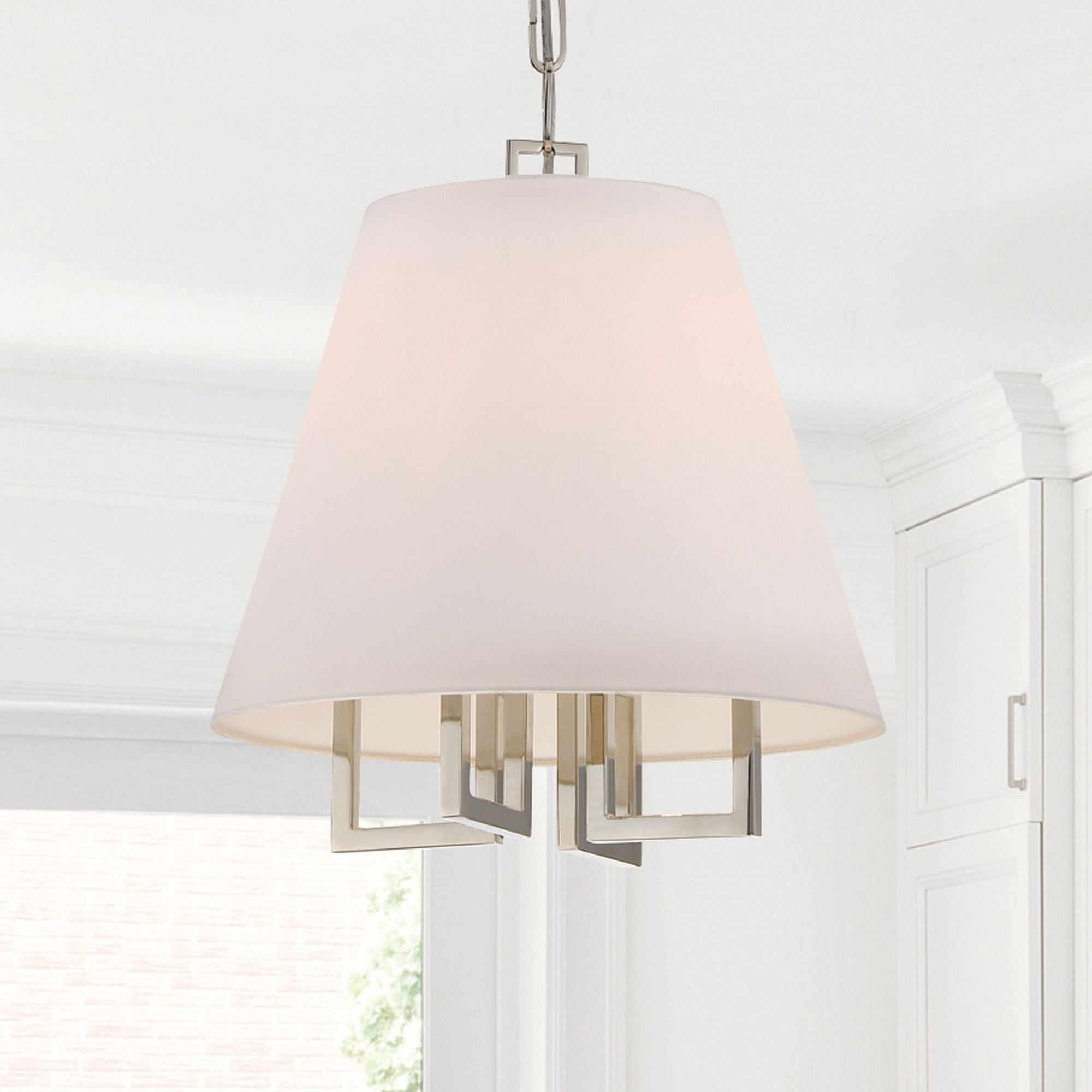 Libby Langdon Westwood 4 Light Polished Nickel Pendant Silk Shade 13.5"W x 14.25"H x 13.5"D