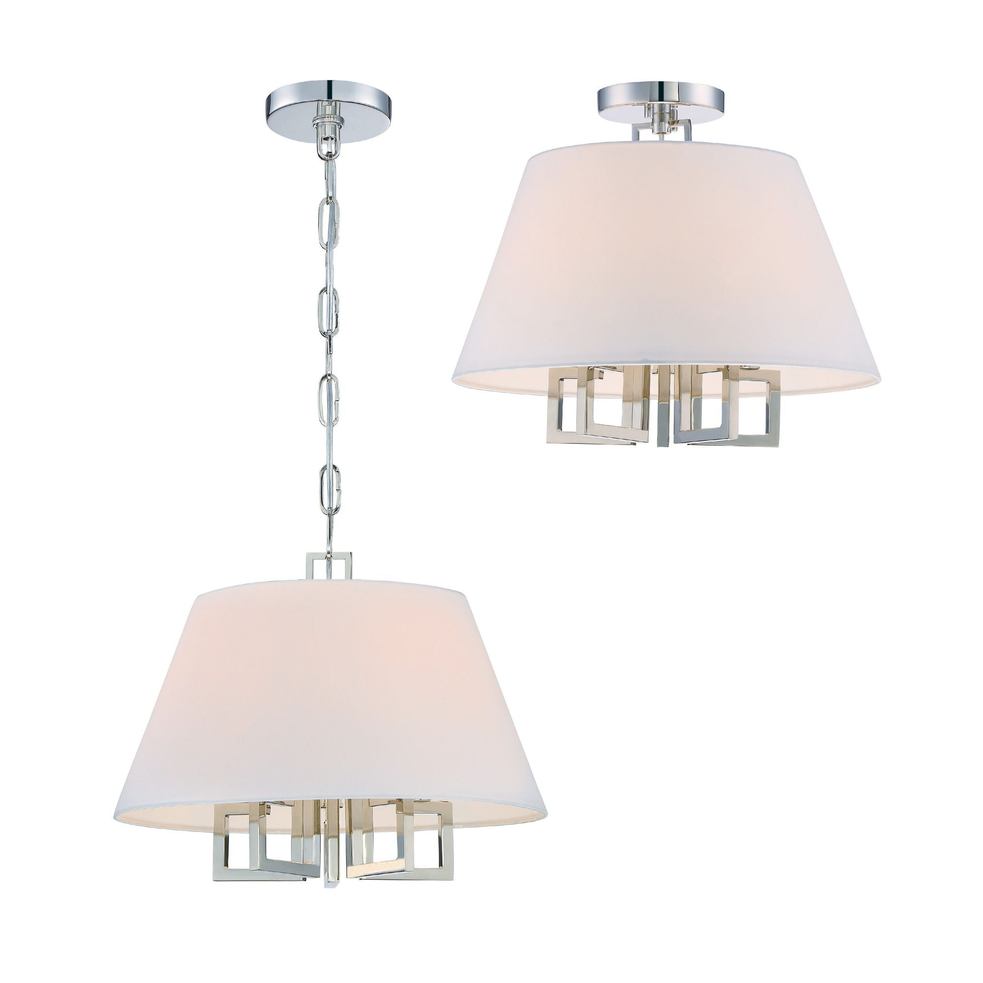 Libby Langdon Westwood 5 Light Polished Nickel Pendant Silk Shade 16"W x 13.25"H x 16"D