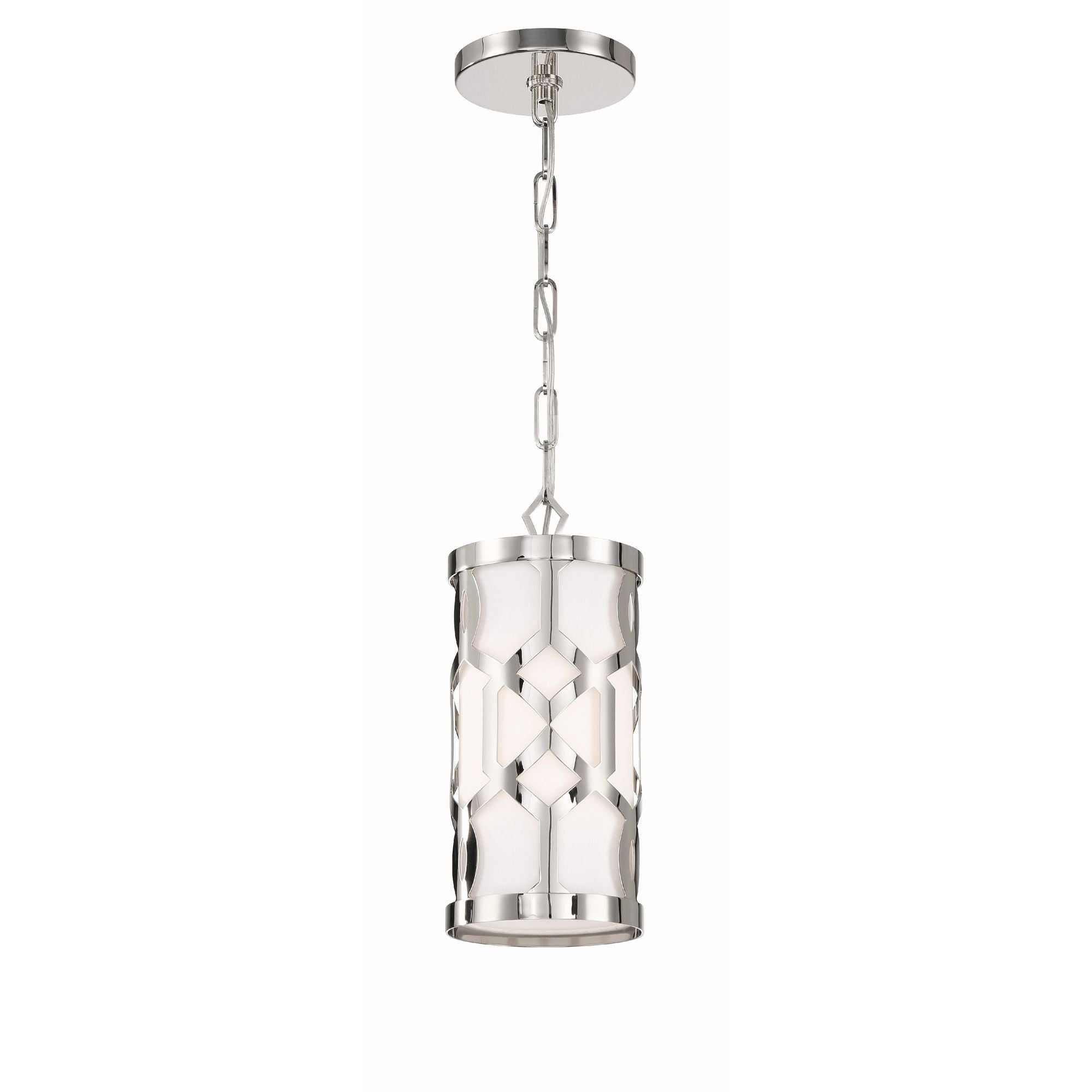 Libby Langdon Jennings 1 Light Polished Nickel Mini Pendant Silk Shade 6"W x 12"H x 6"D