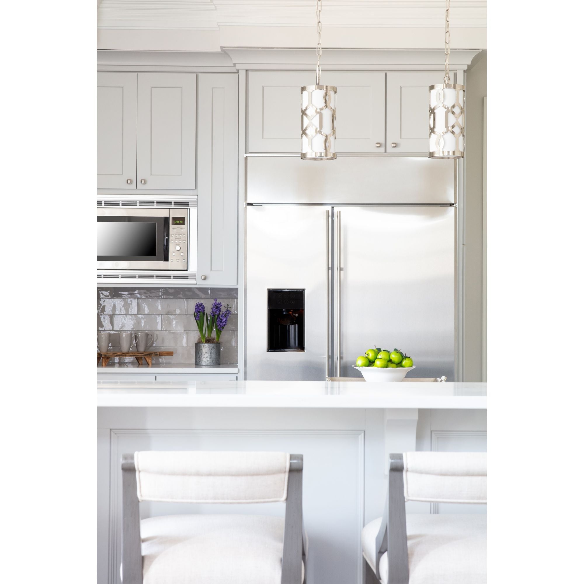 Libby Langdon Jennings 1 Light Polished Nickel Mini Pendant Silk Shade 6"W x 12"H x 6"D