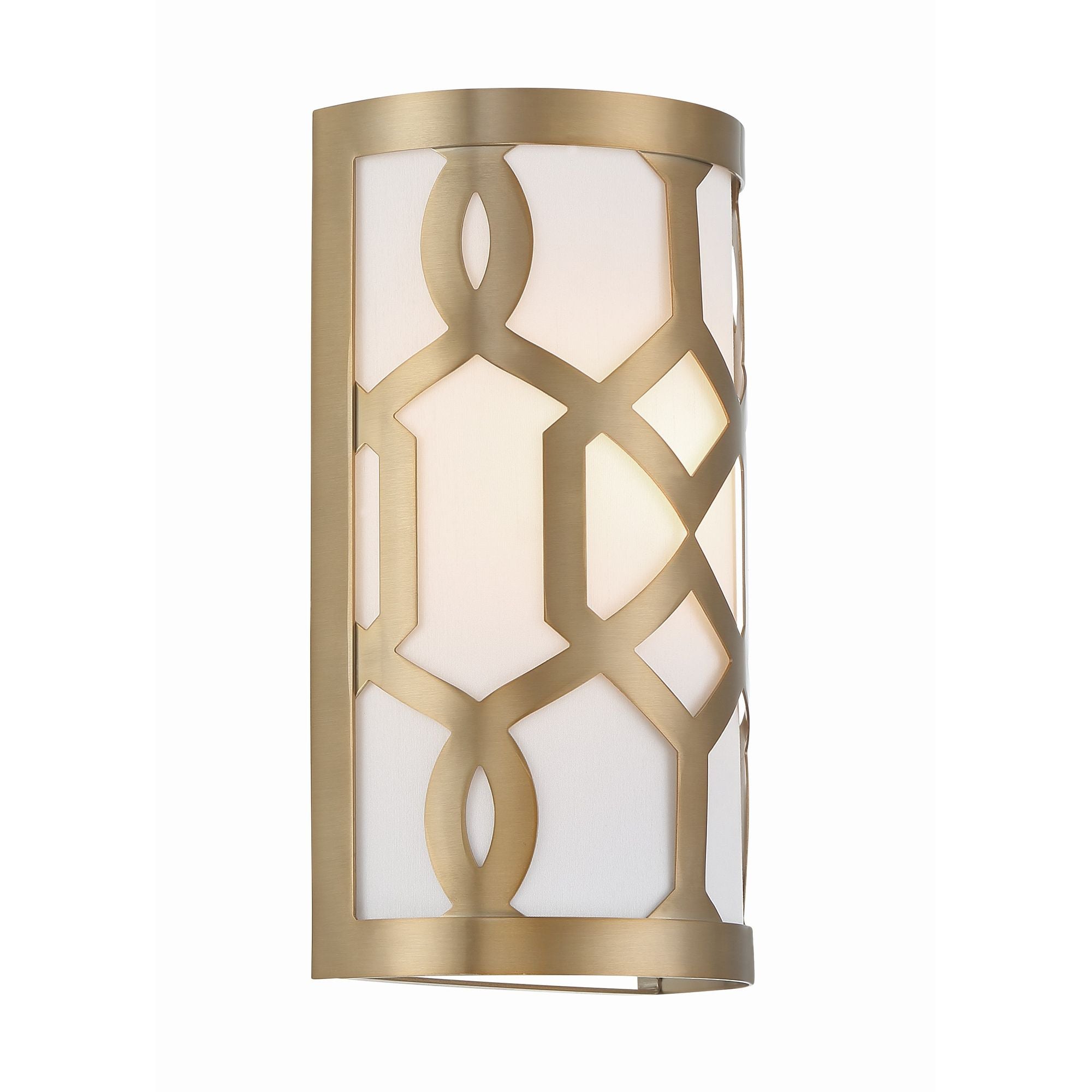 Libby Langdon Jennings 1 Light Aged Brass Sconce Silk Shade 6.5"W x 12"H x 4"D