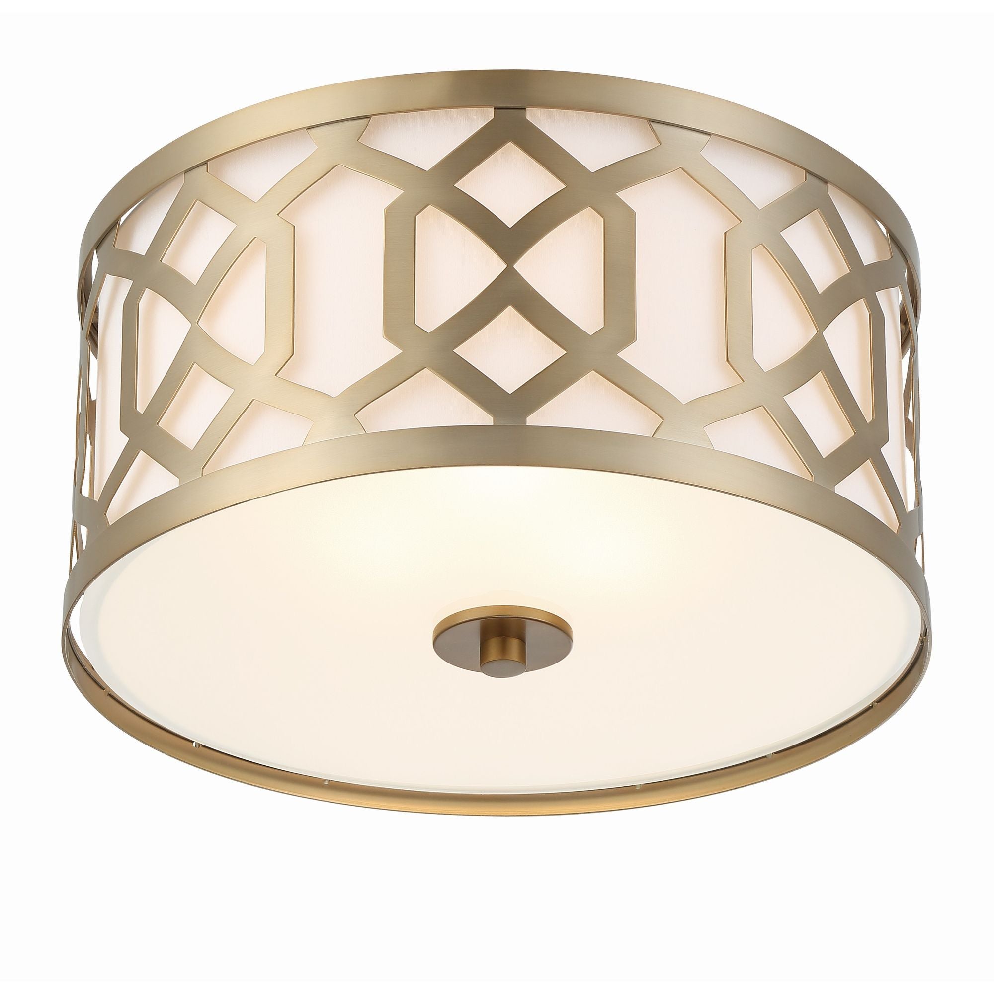 Libby Langdon Jennings 3 Light Aged Brass Flush Mount Silk Shade 16.25"W x 8.75"H x 16.25"D