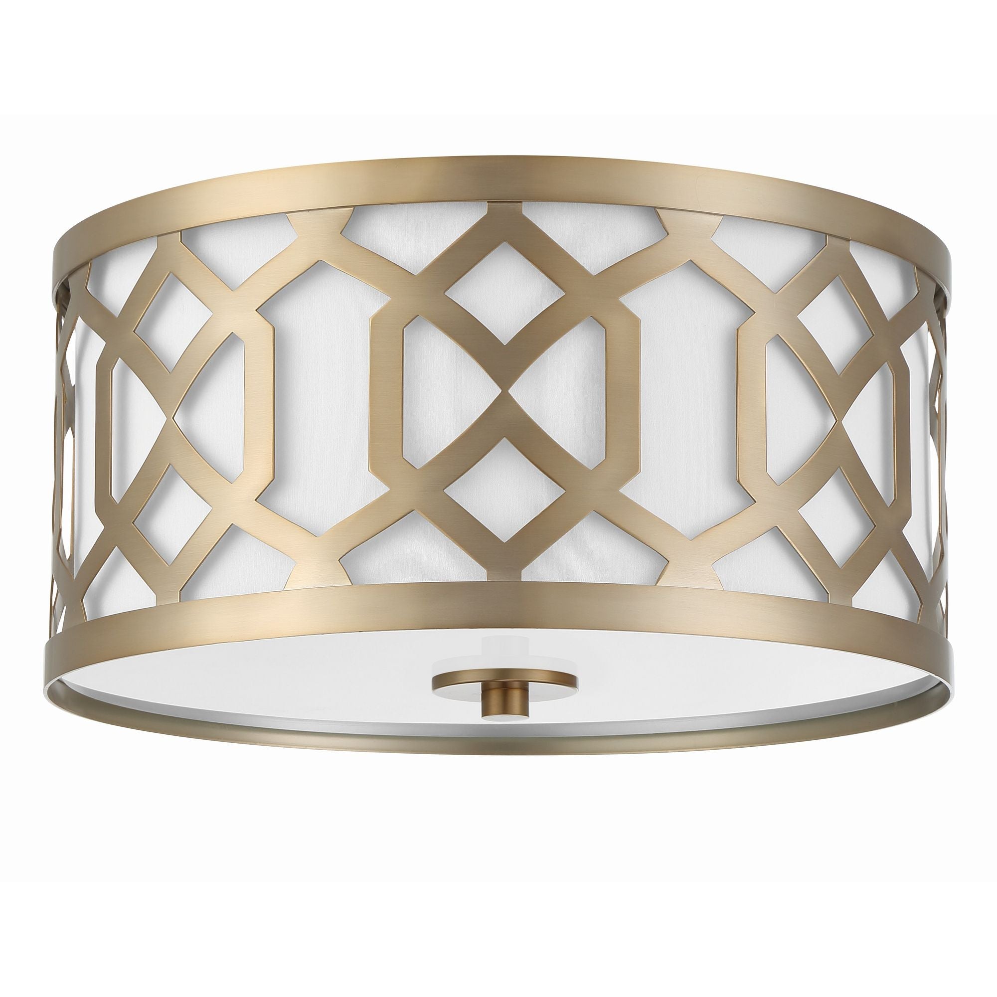 Libby Langdon Jennings 3 Light Aged Brass Flush Mount Silk Shade 16.25"W x 8.75"H x 16.25"D