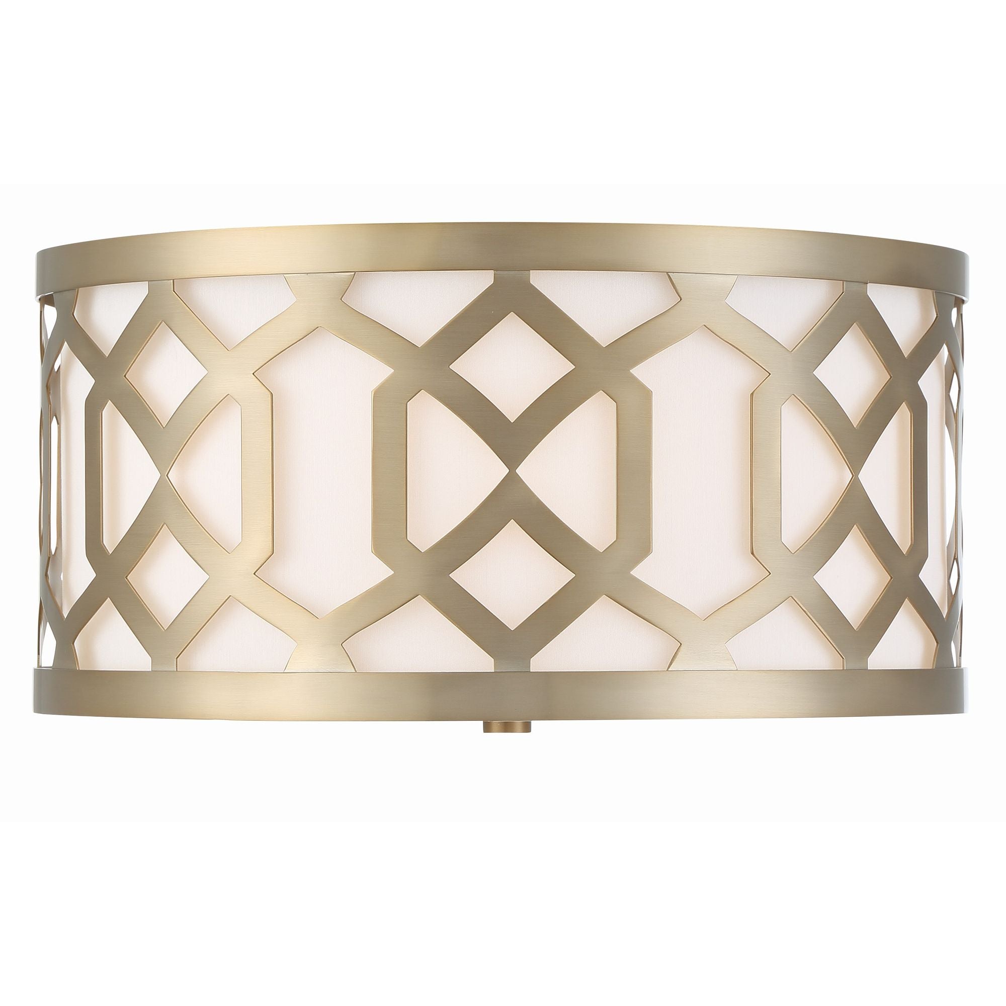 Libby Langdon Jennings 3 Light Aged Brass Flush Mount Silk Shade 16.25"W x 8.75"H x 16.25"D