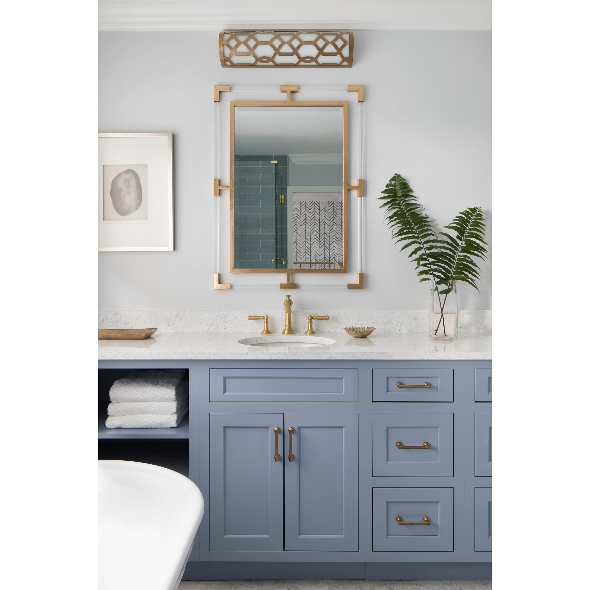 Libby Langdon Jennings Integrated LED Aged Brass Sconce Glass 24"W x 6.5"H x 4"D