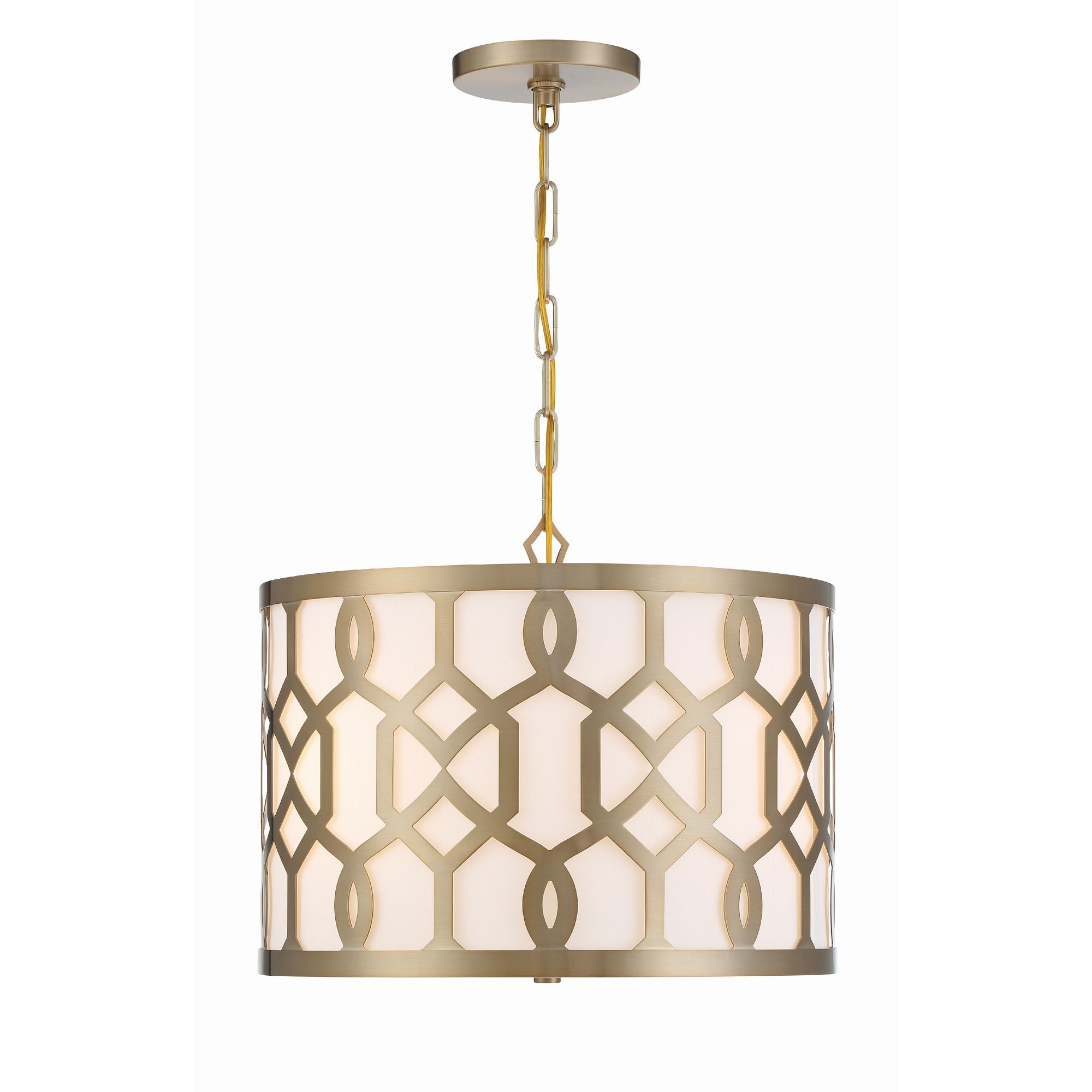 Libby Langdon Jennings 3 Light Aged Brass Pendant Silk Shade 18.25"W x 15"H x 18.25"D