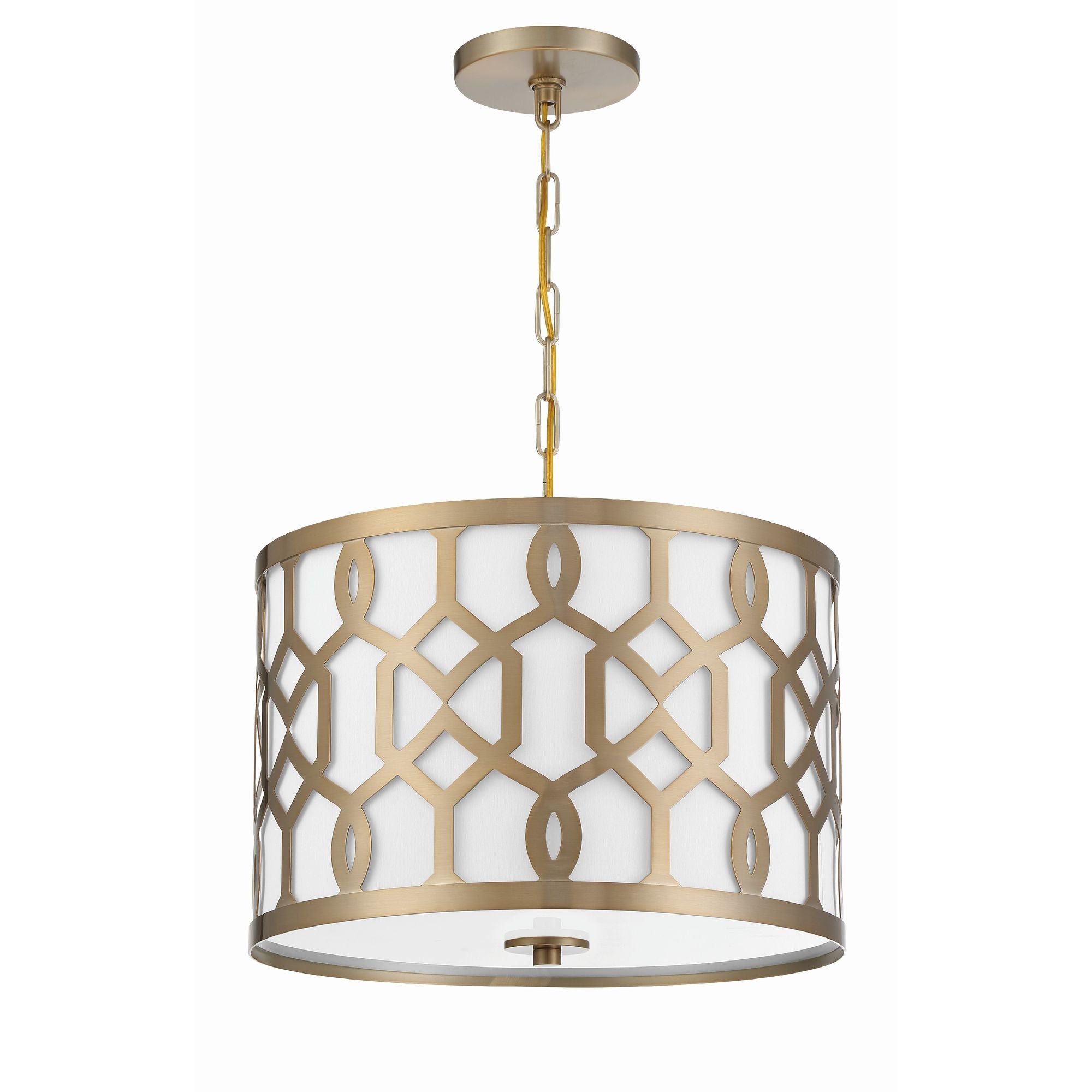 Libby Langdon Jennings 3 Light Aged Brass Pendant Silk Shade 18.25"W x 15"H x 18.25"D