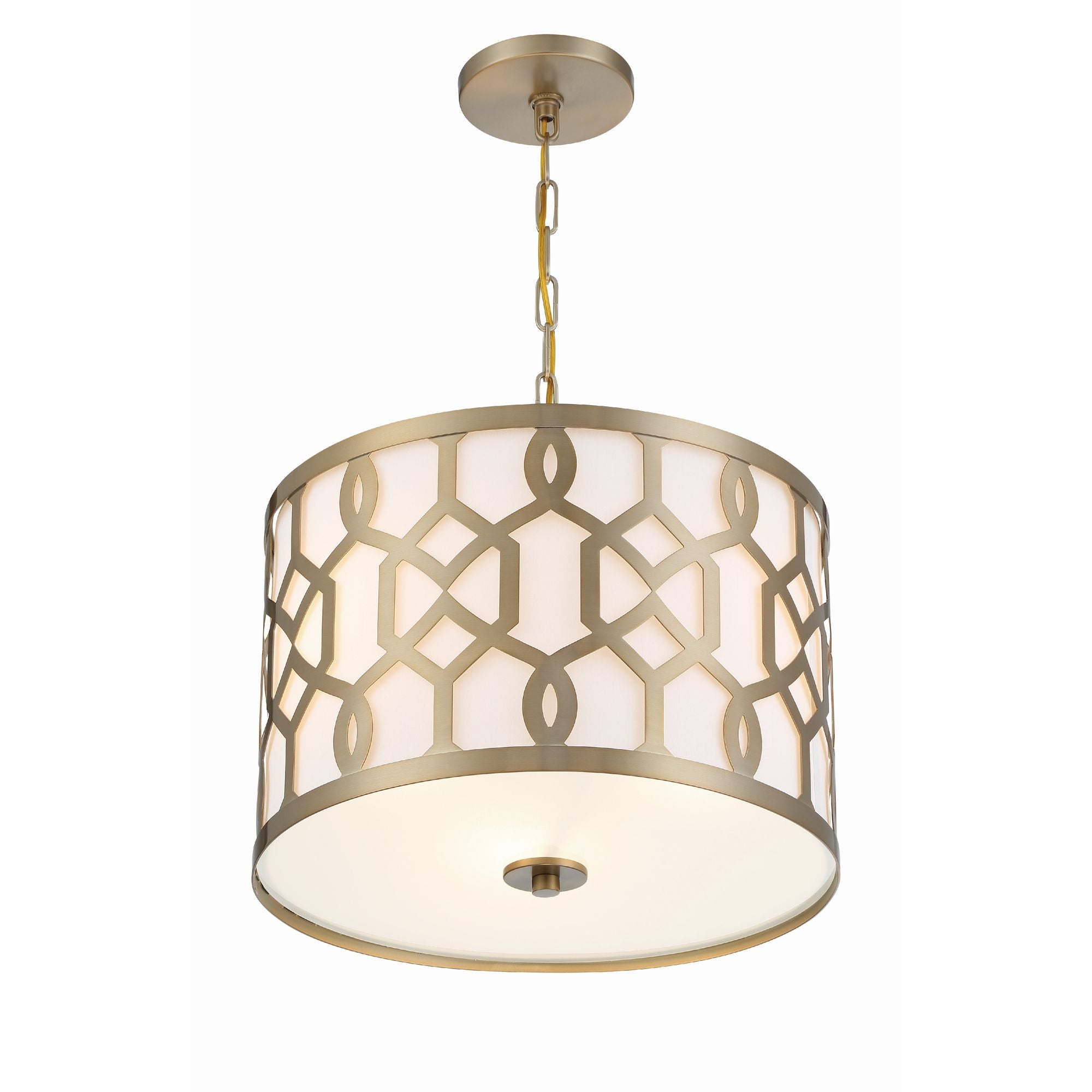 Libby Langdon Jennings 3 Light Aged Brass Pendant Silk Shade 18.25"W x 15"H x 18.25"D