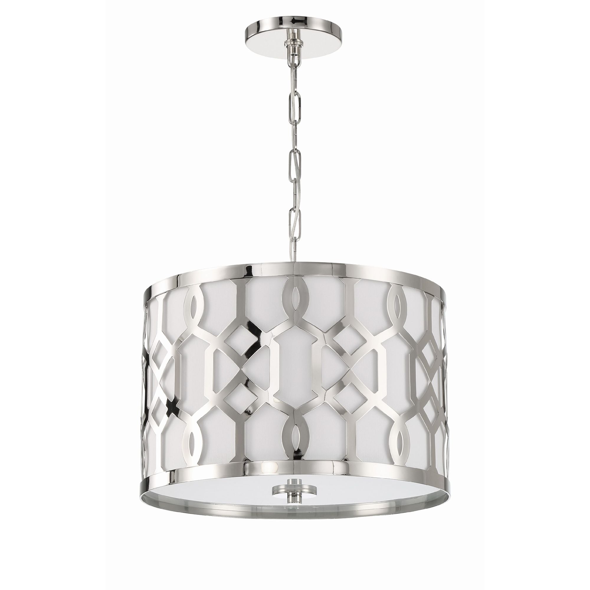 Libby Langdon Jennings 3 Light Polished Nickel Chandelier Silk Shade 18.25"W x 15"H x 18.25"D