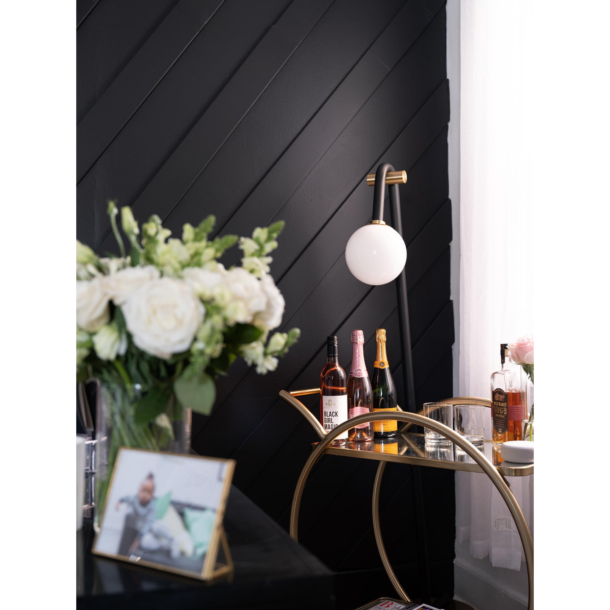 Whit 1-Light Floor Lamp in Aged Brass/Black 10L x 26.75W x 60.25H