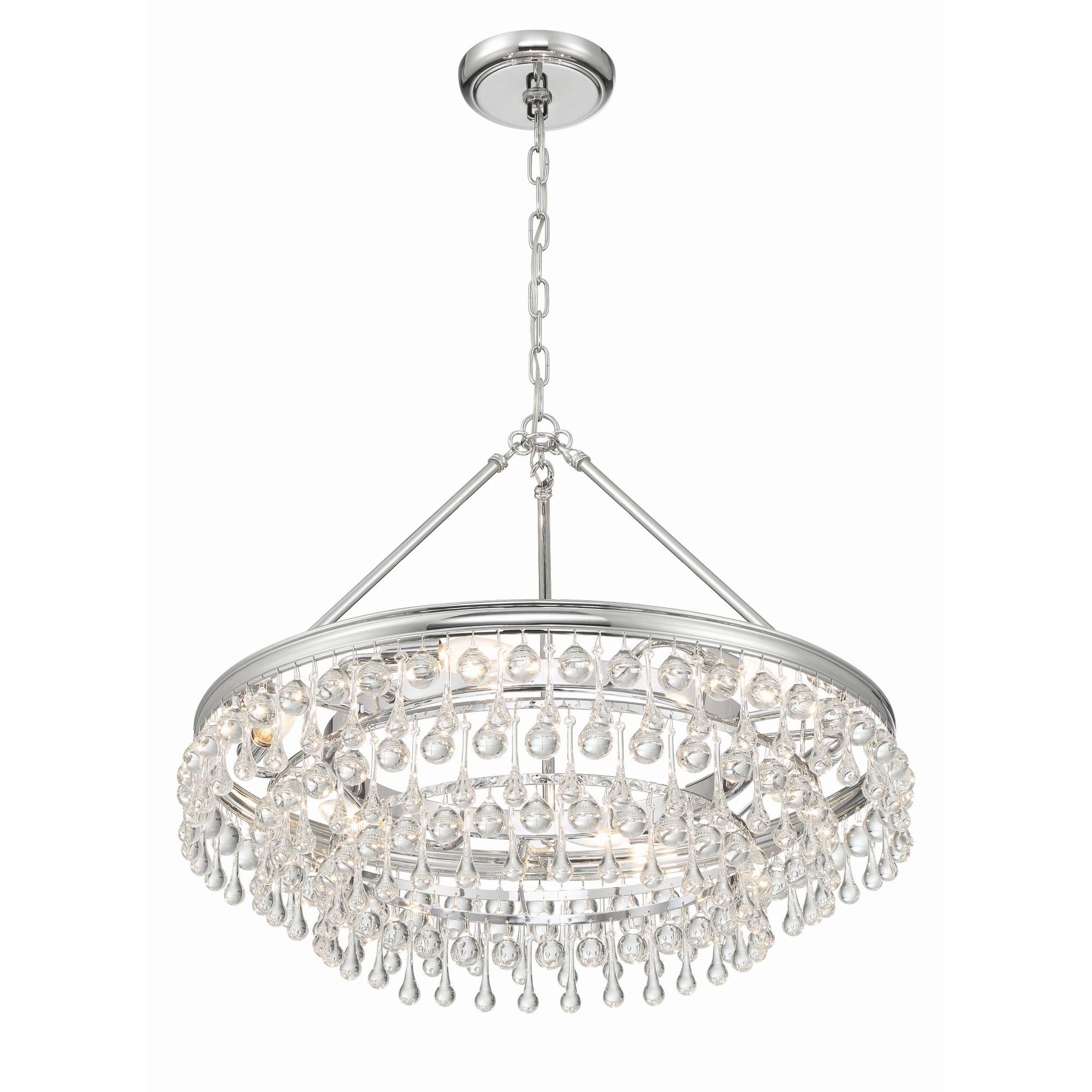 Calypso 25'' Crystal Teardrop Polished Chrome Chandelier Silver 25"W x 19.75"H x 25"D