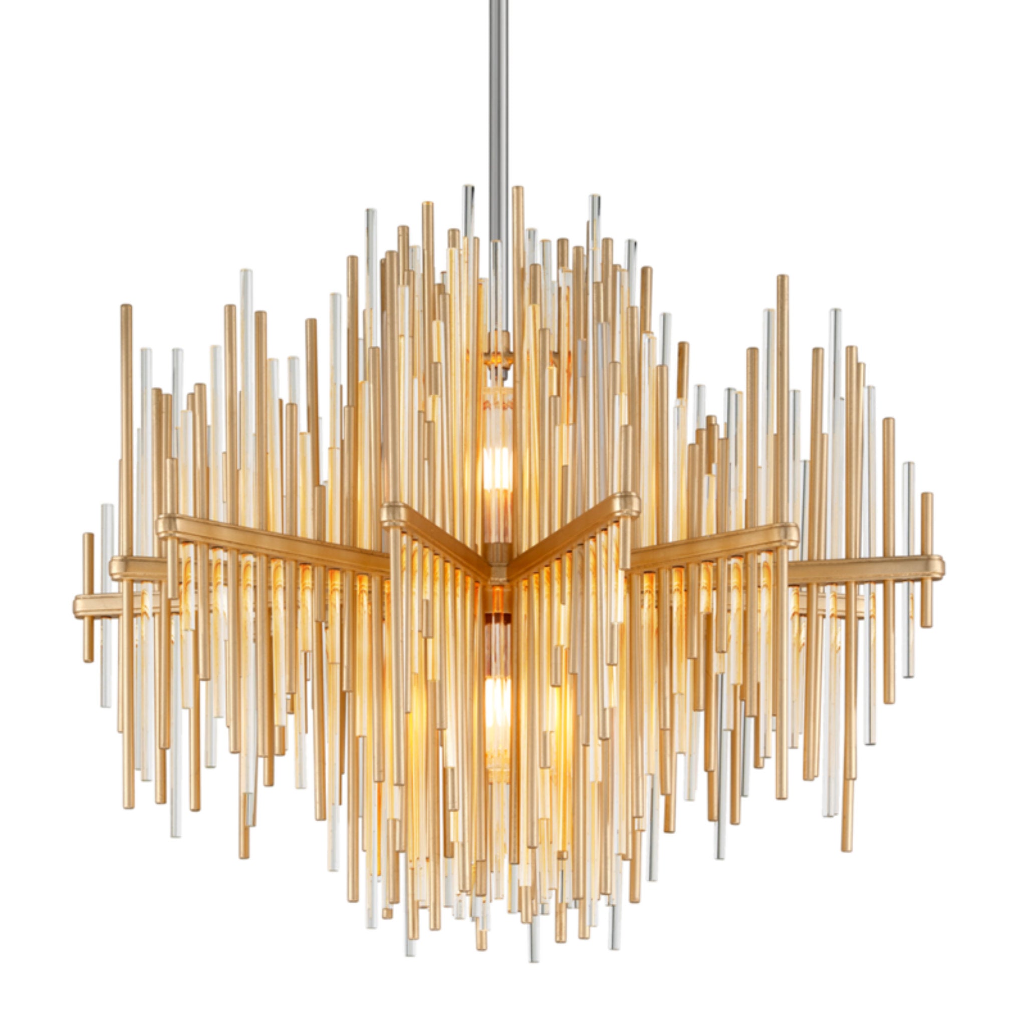 Theory 2-Light Chandelier in Gold Leaf W Polished Stainless 30L x 30W x 24.5H