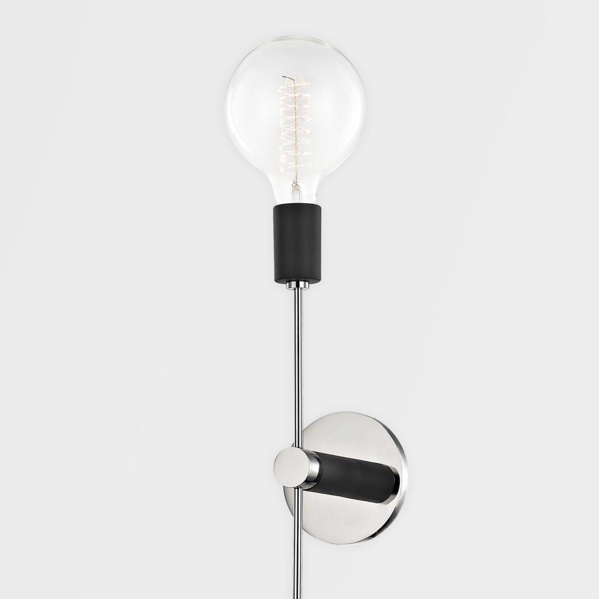 Astrid 2-Light Wall Sconce in Polished Nickel/Black 4.75L x 4.75W x 18H